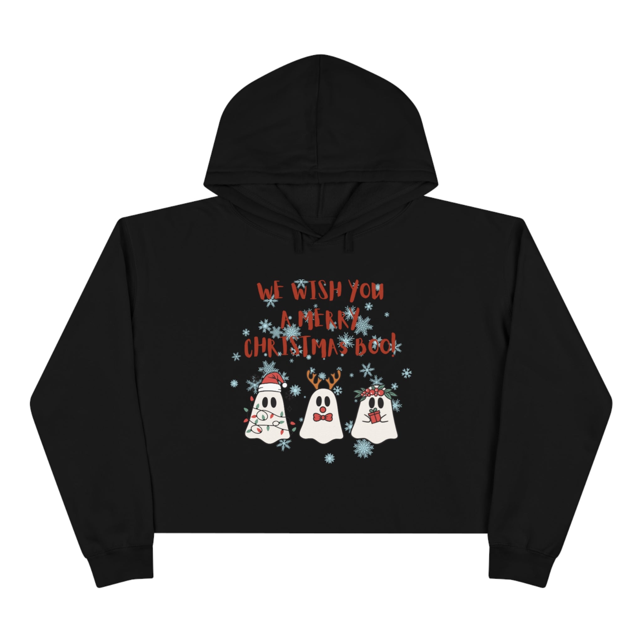 We Wish You A Merry Christmas Boo Crop Hoodie