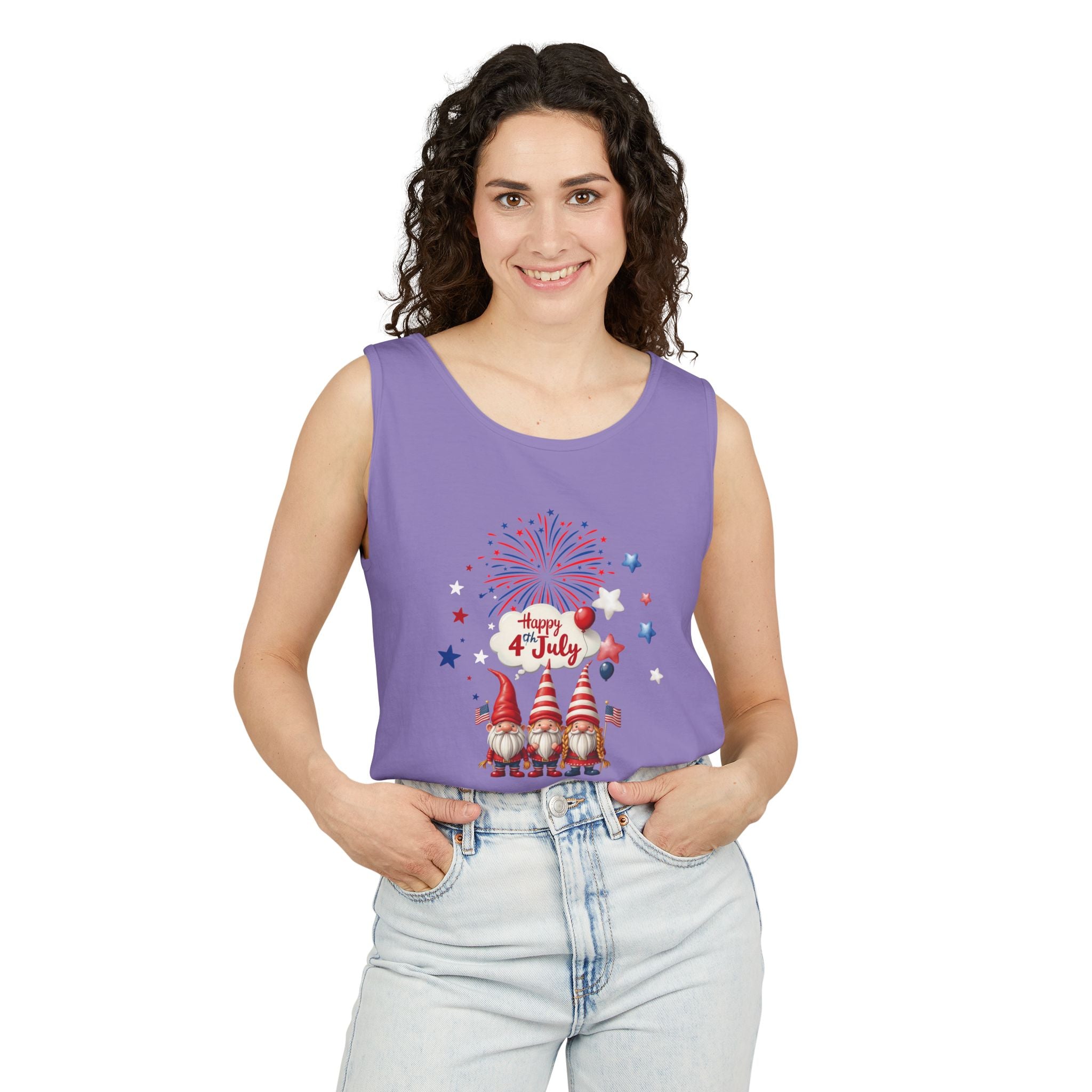 Gnome 4th of July Unisex Tank Top, Festive Holiday Apparel, Casual Independence Day Wear