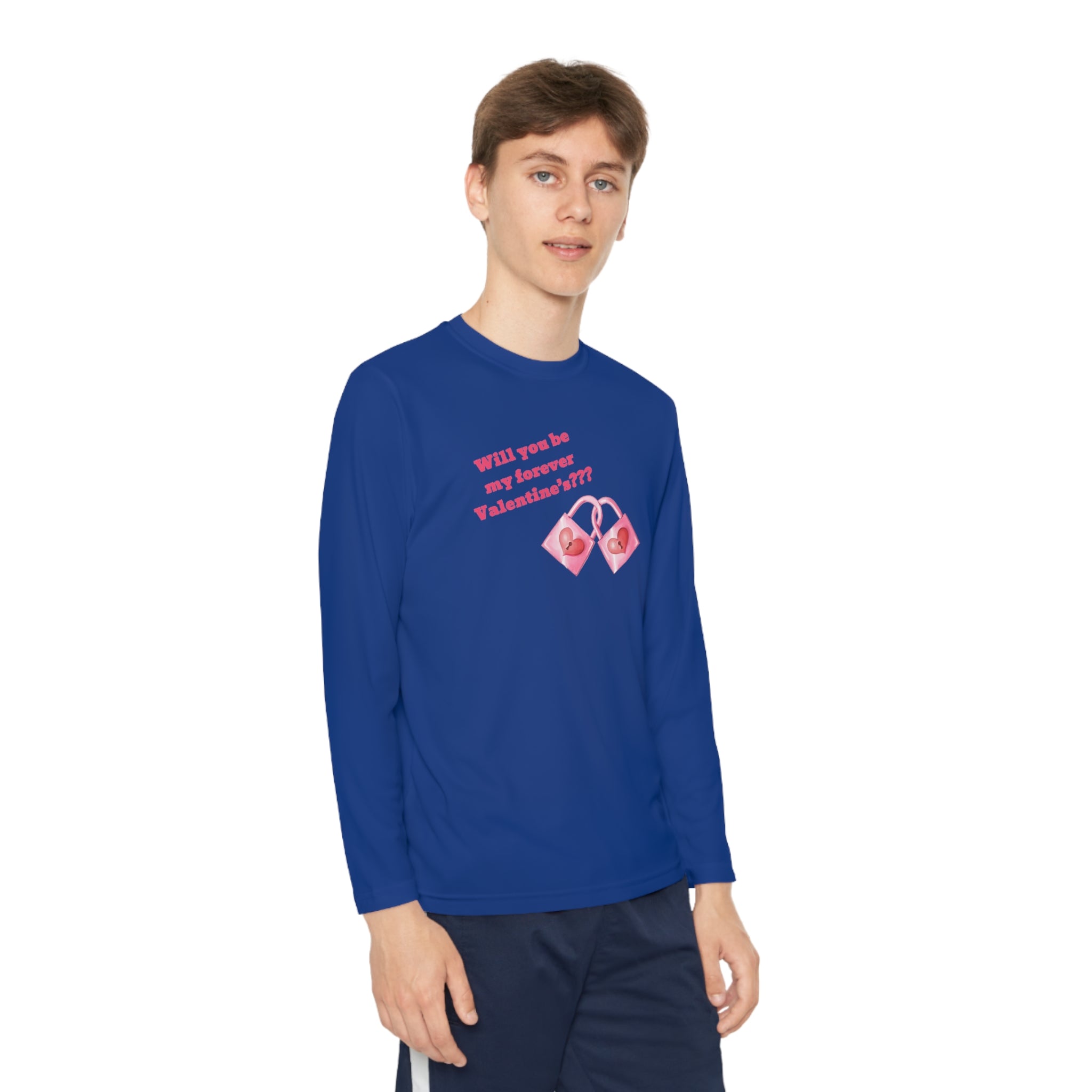 Will You Be My Forever Valentine?? Youth Long Sleeve Competitor Tee