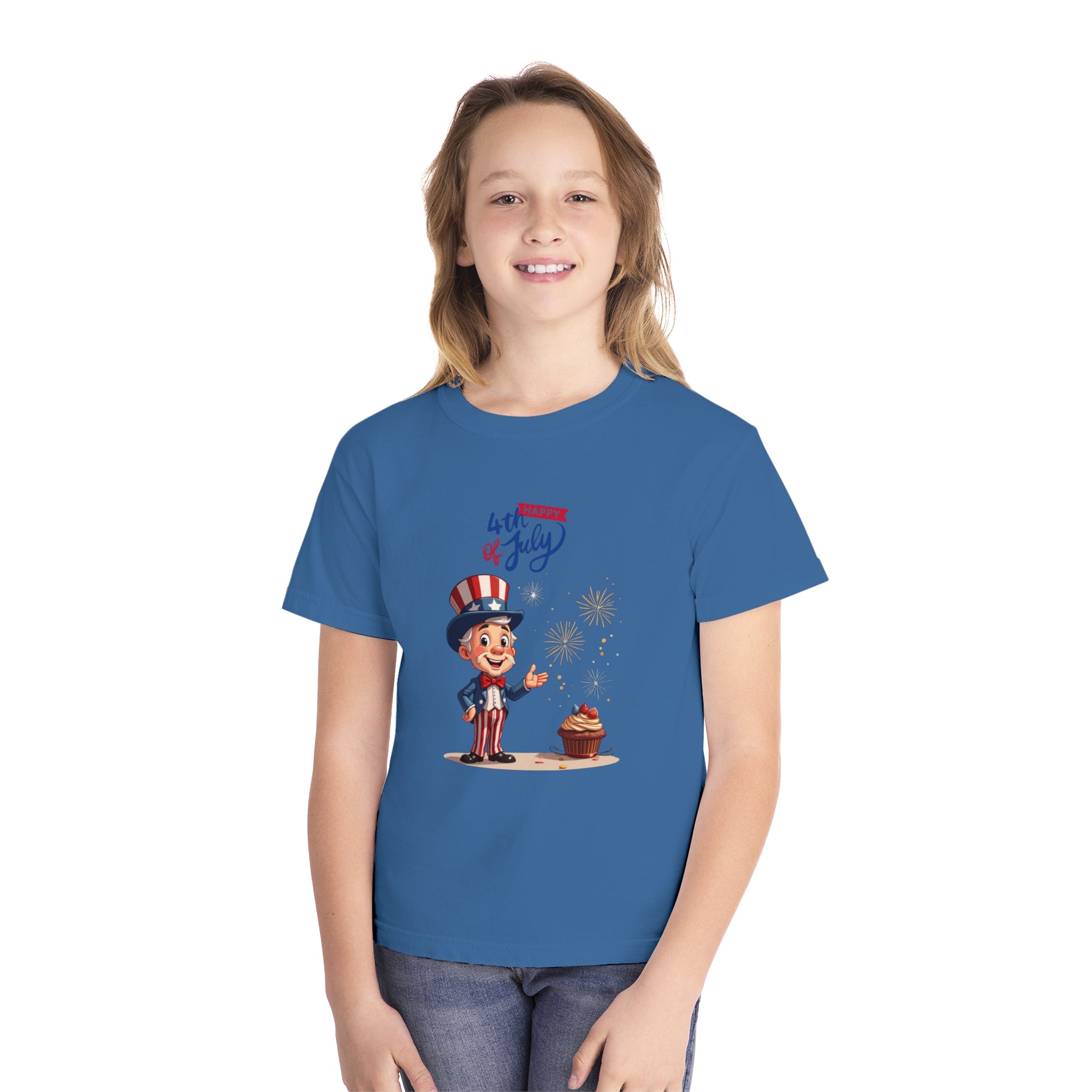 Uncle Sam Happy 4th of July Youth Midweight Tee