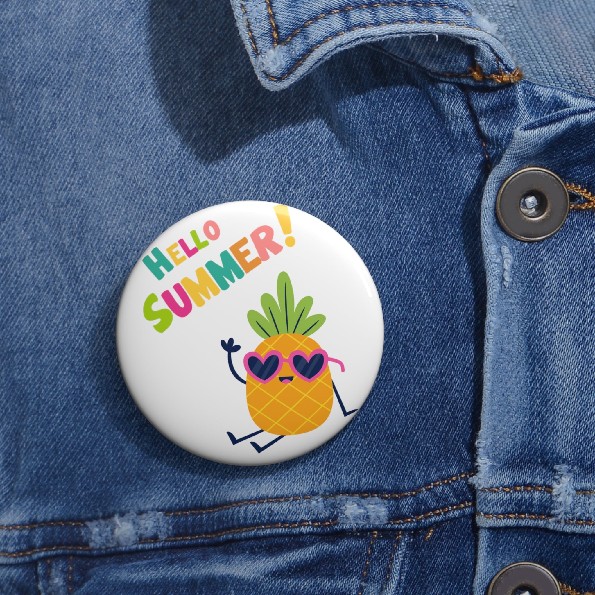 Hello Pineapple Summer Pin Buttons