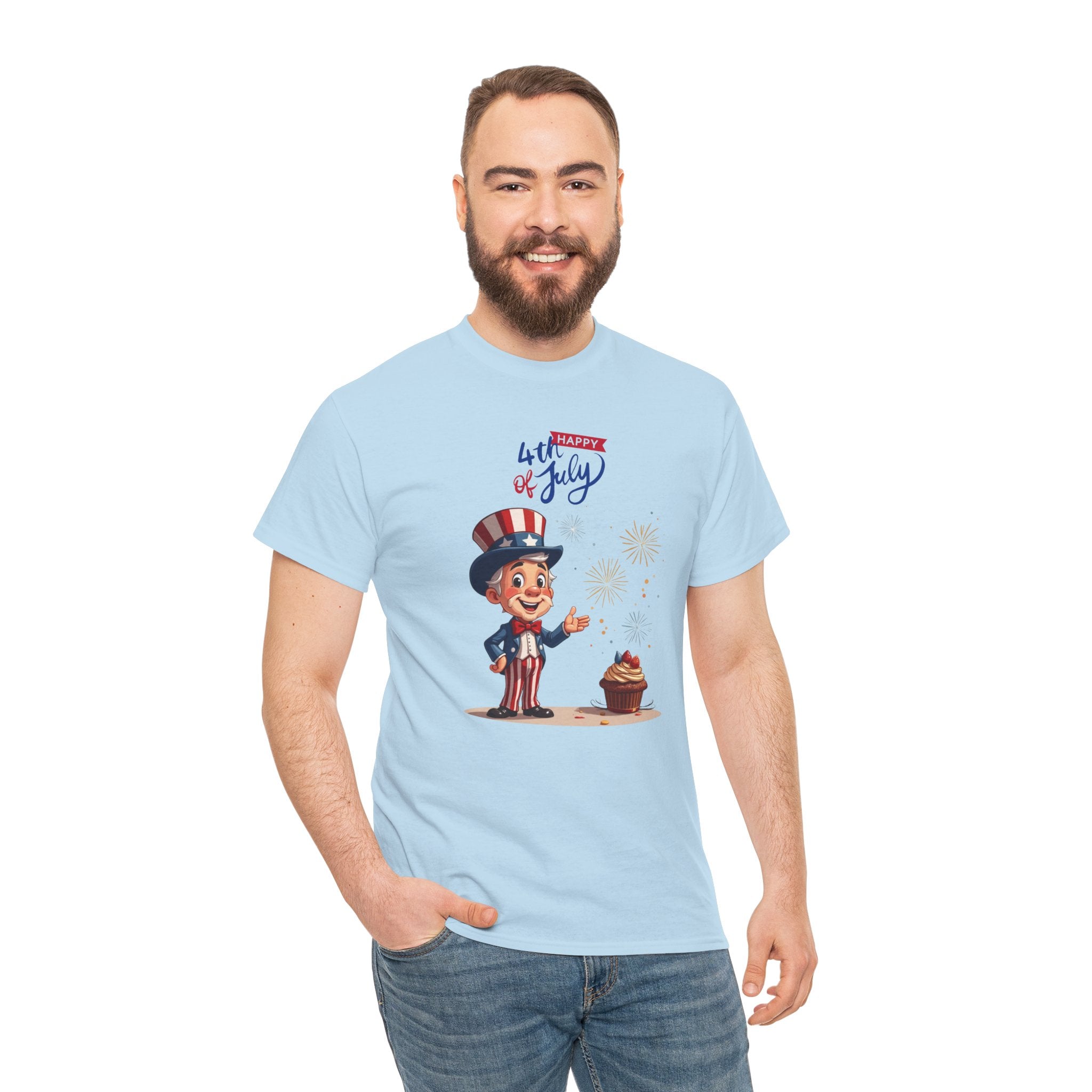 Uncle Sam Tee Happy of July, Unisex Heavy Cotton Shirt