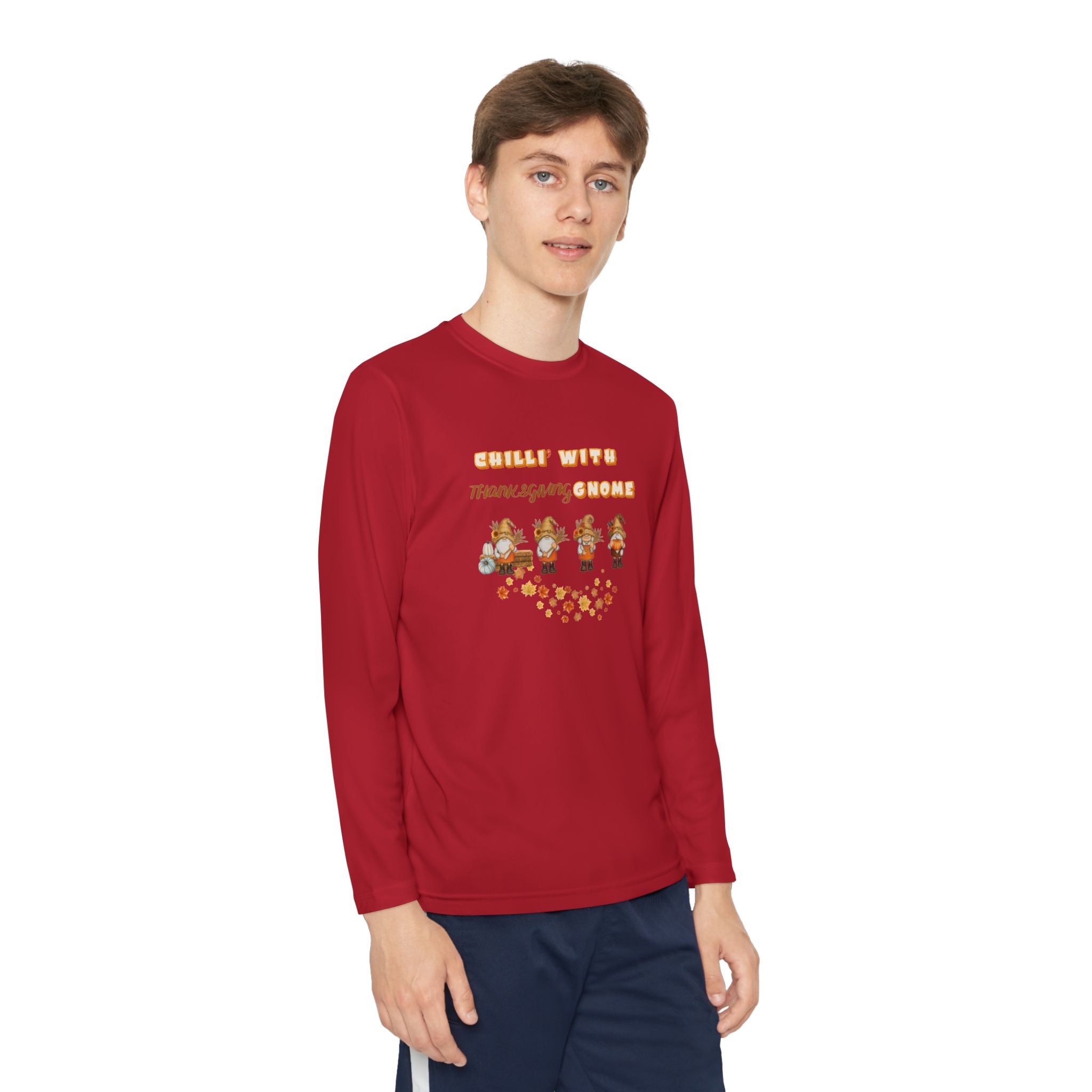 Chilli' With Thanksgiving Gnome Youth Long Sleeve Competitor Tee