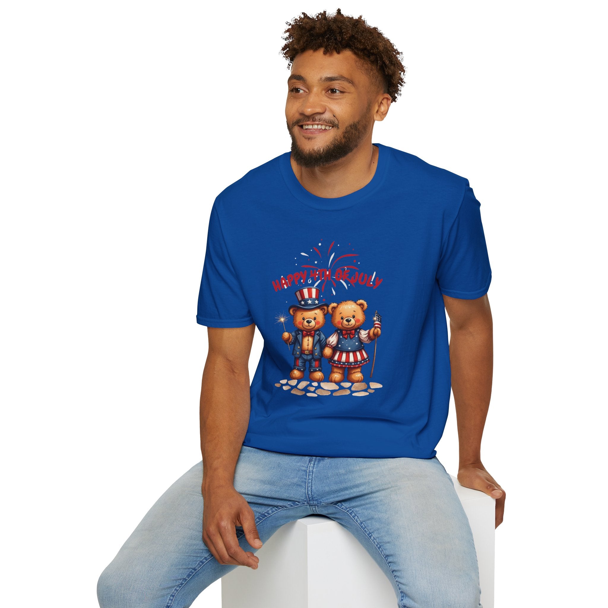 Happy 4th of July Teddy Bear Couple Unisex T-Shirt