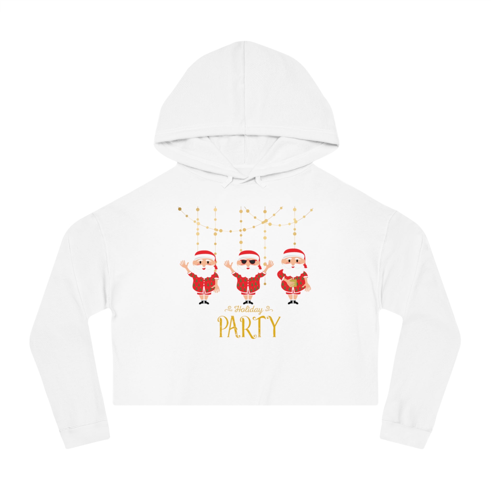 Santa's Holiday Party Women’s Cropped Hooded Sweatshirt