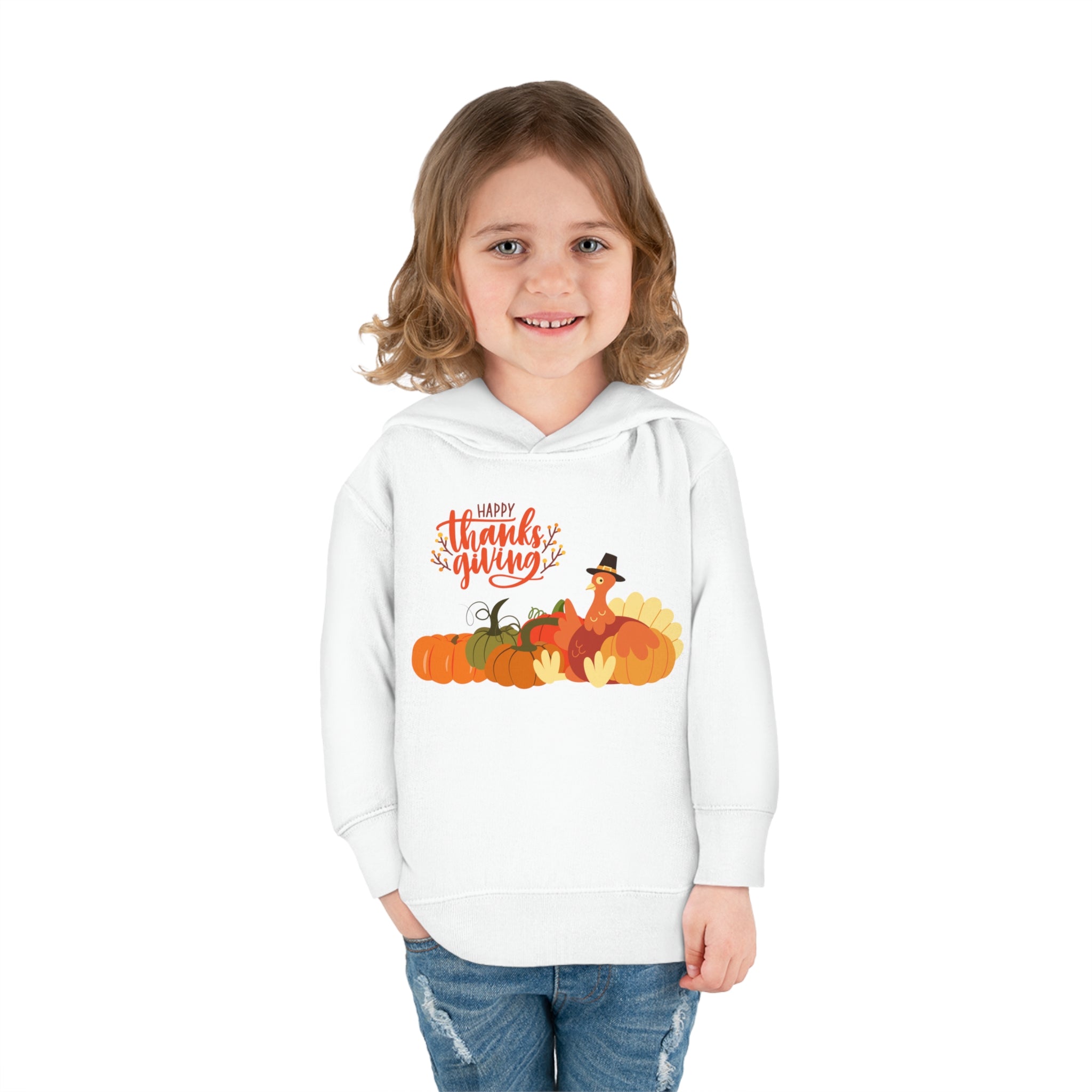 Happy Thanksgiving Turkey Toddler Pullover Fleece Hoodie