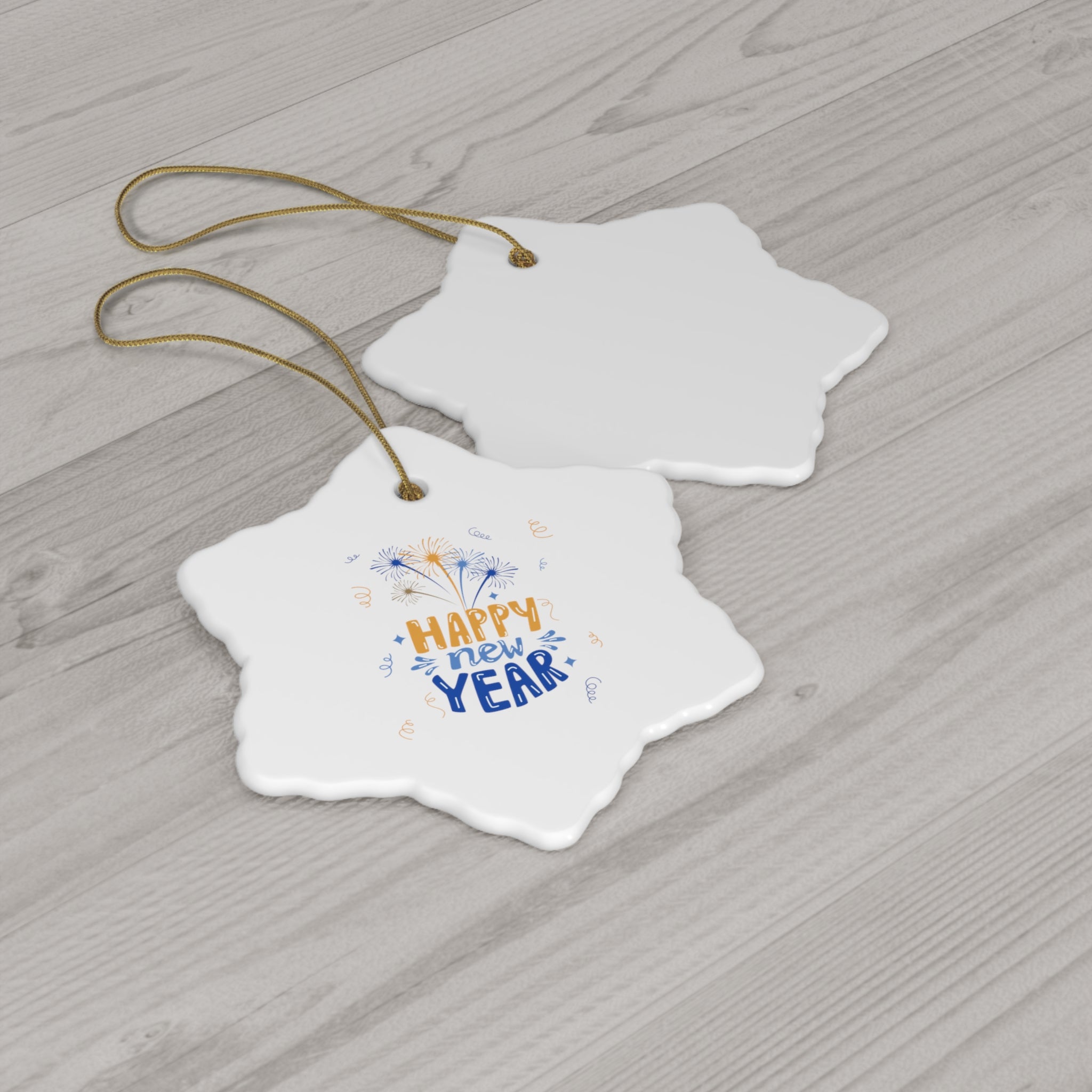 Cheer To The New Year Ceramic Ornament, 4 Shapes