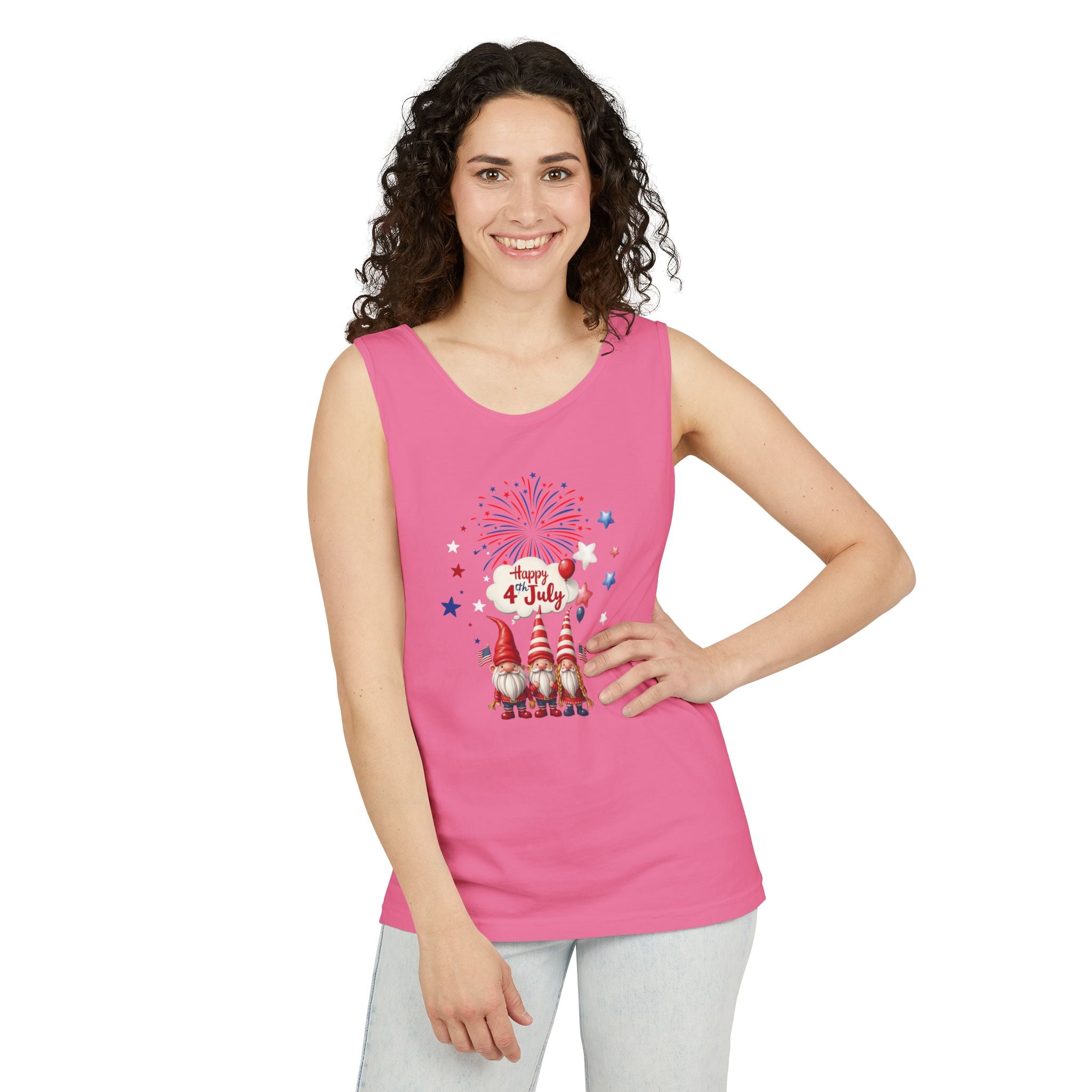 Gnome 4th of July Unisex Tank Top, Festive Holiday Apparel, Casual Independence Day Wear
