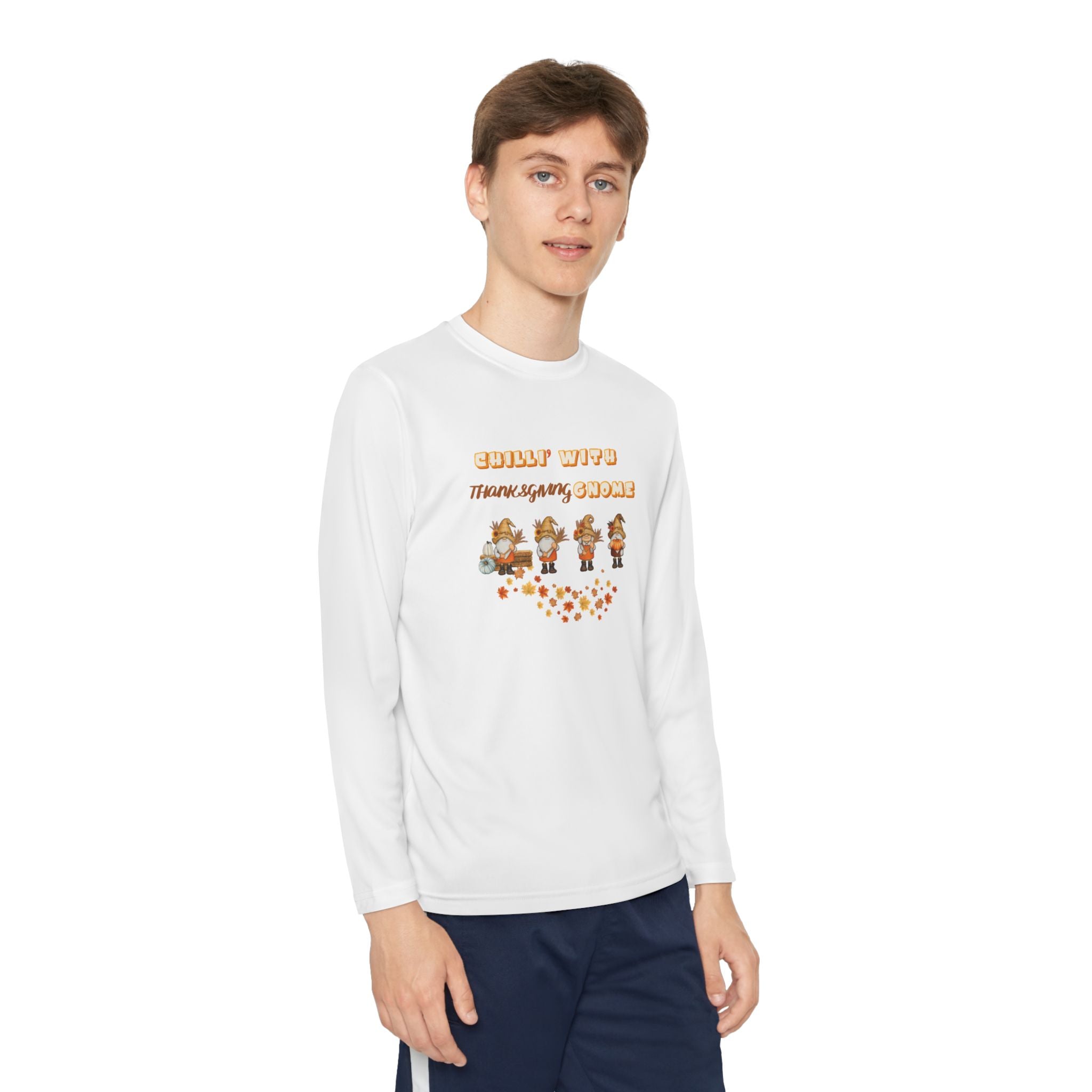 Chilli' With Thanksgiving Gnome Youth Long Sleeve Competitor Tee