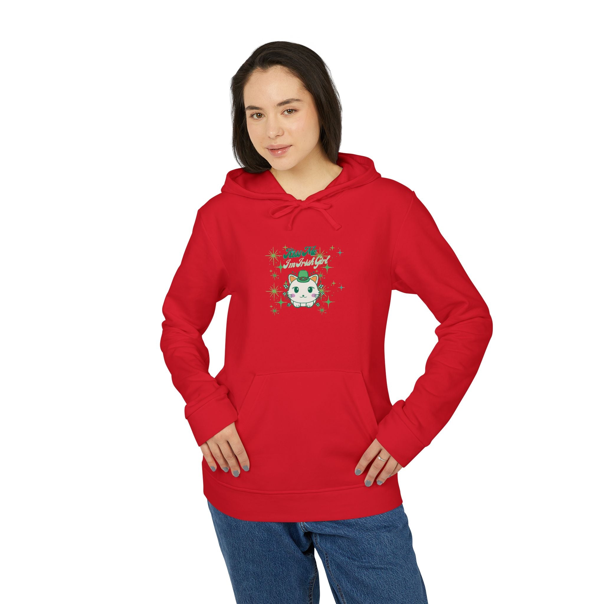 Kiss Me I'm Irish Cat Adidas Fleece Hoodie