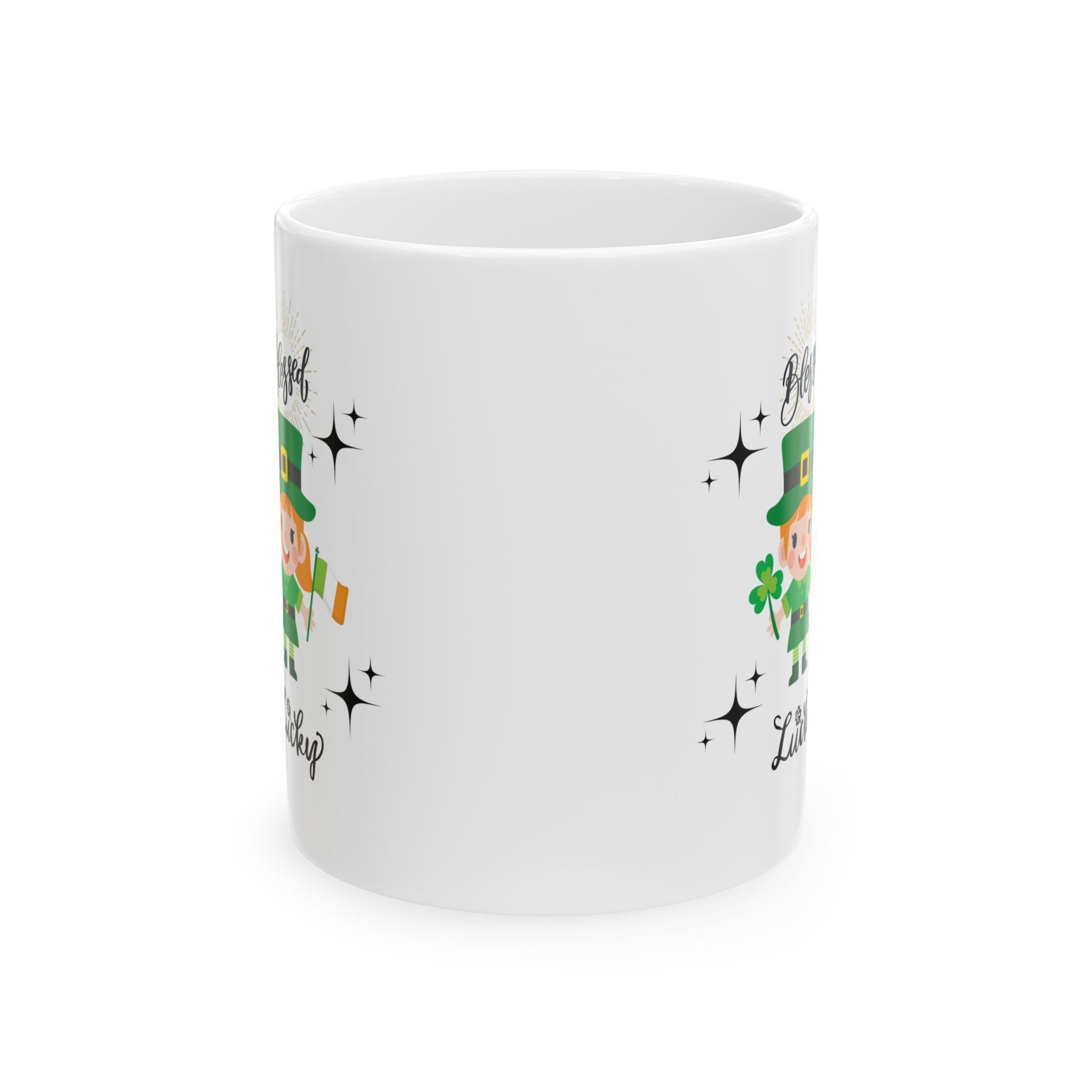 Blessed & Lucky Ceramic Mug | 11oz & 15oz | Perfect for Lucky Celebrations