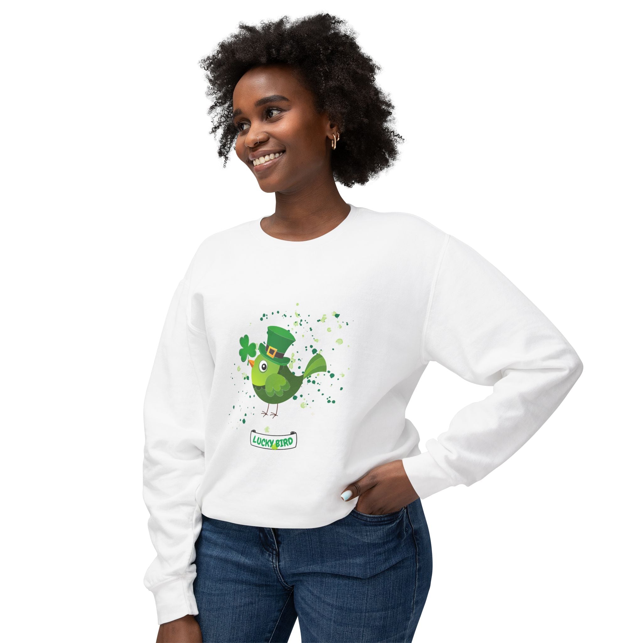 Lucky Bird St. Patrick's Day Sweatshirt - Unisex Lightweight Crewneck