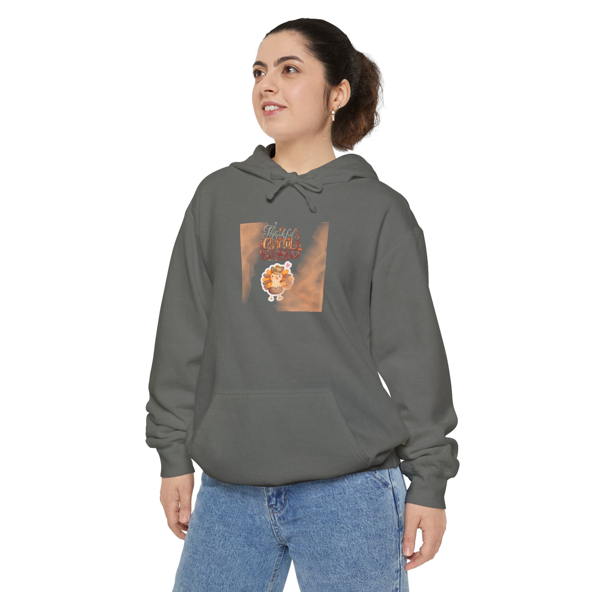 Thankful Grateful Blessed Unisex Garment-Dyed Hoodie