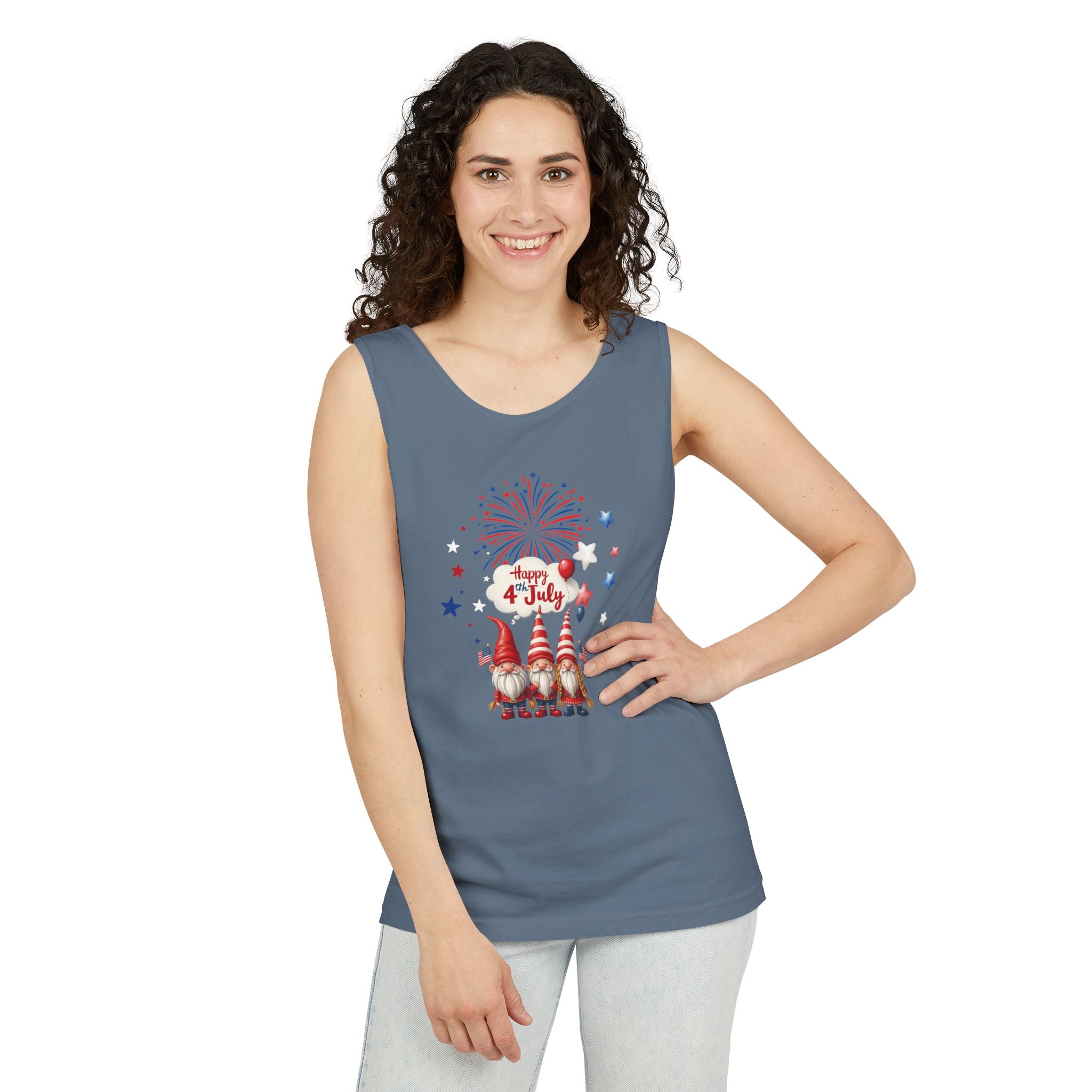 Gnome 4th of July Unisex Tank Top, Festive Holiday Apparel, Casual Independence Day Wear
