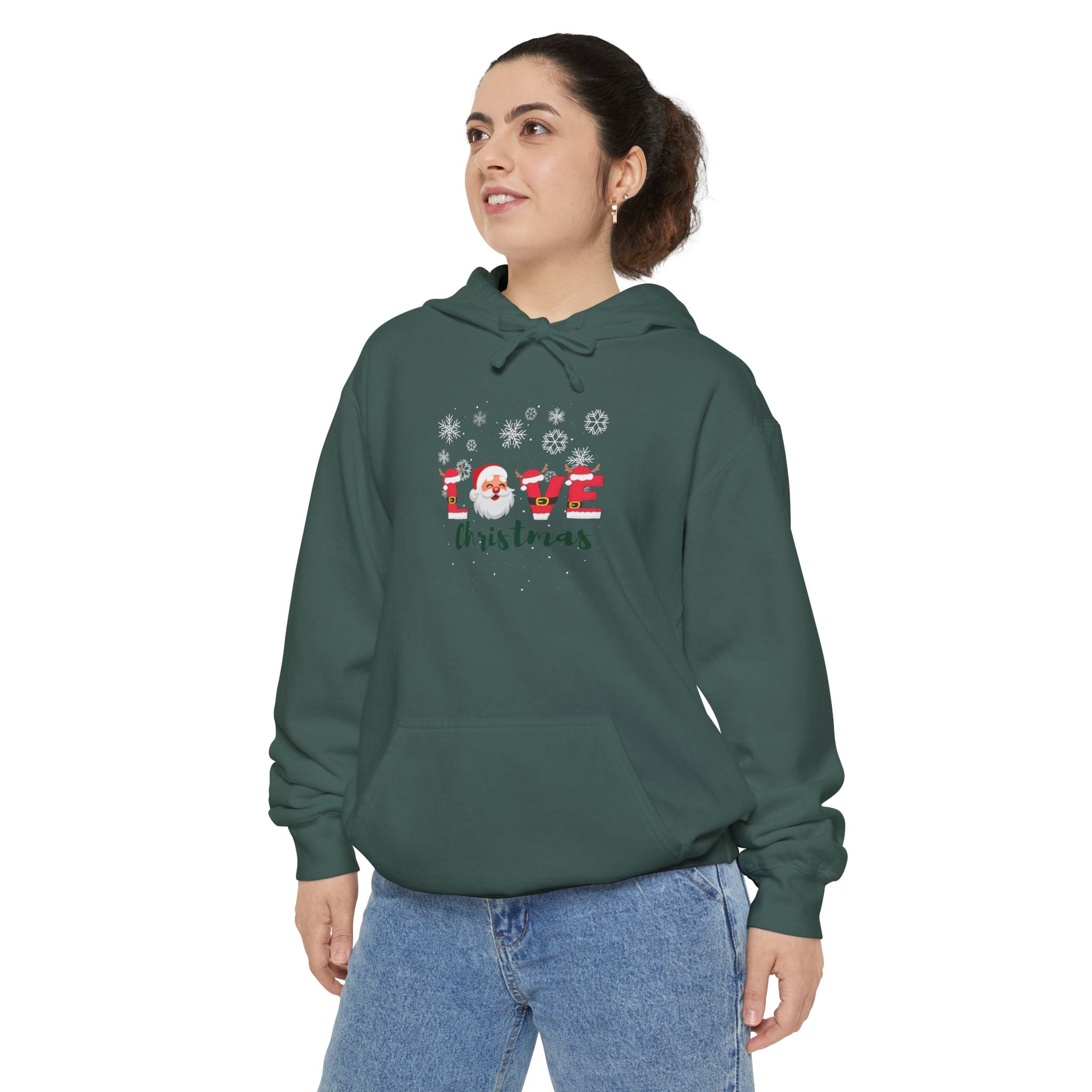 Santa Claus Loves ChristmasUnisex Garment-Dyed Hoodie