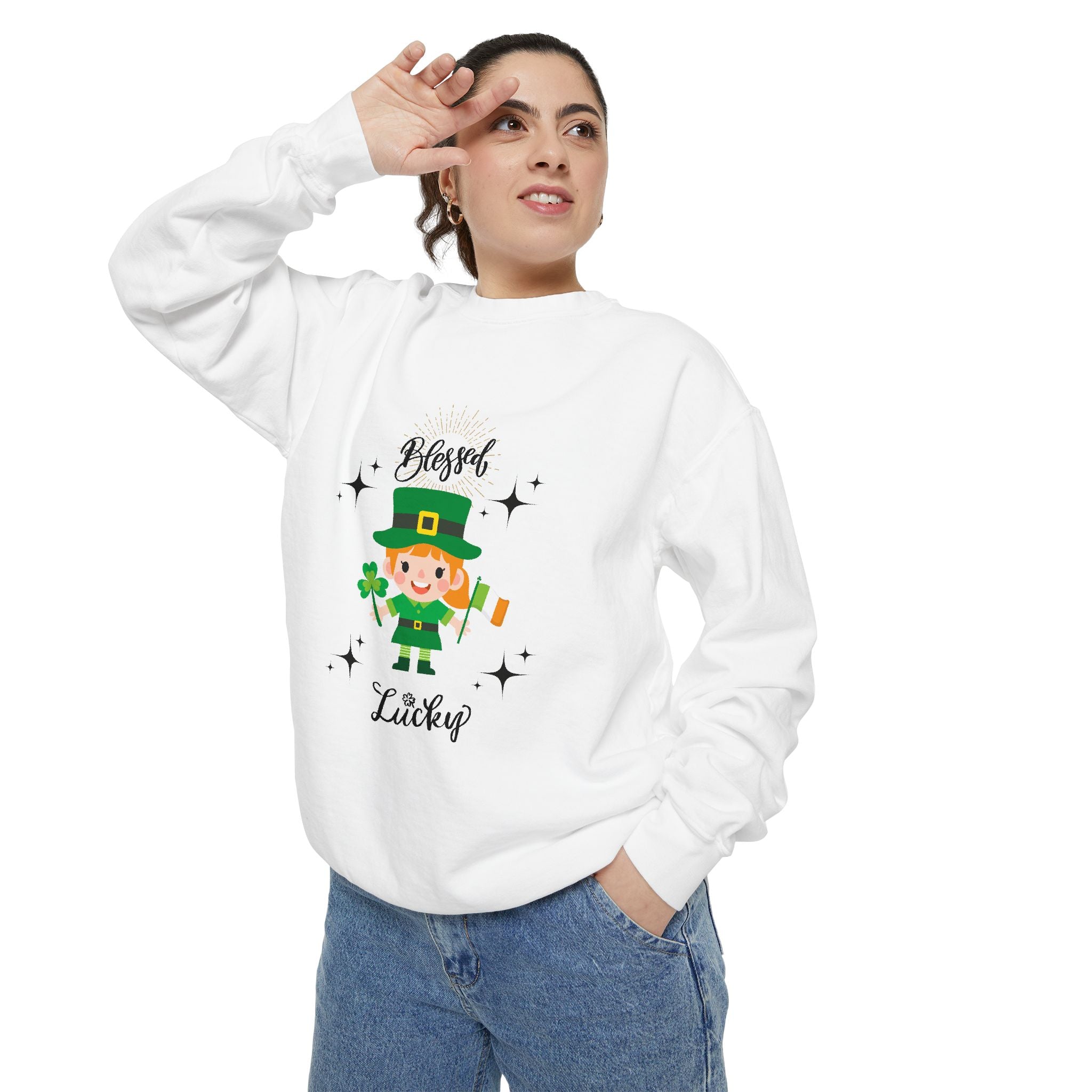 Blessed & Lucky Unisex Garment-Dyed Sweatshirt