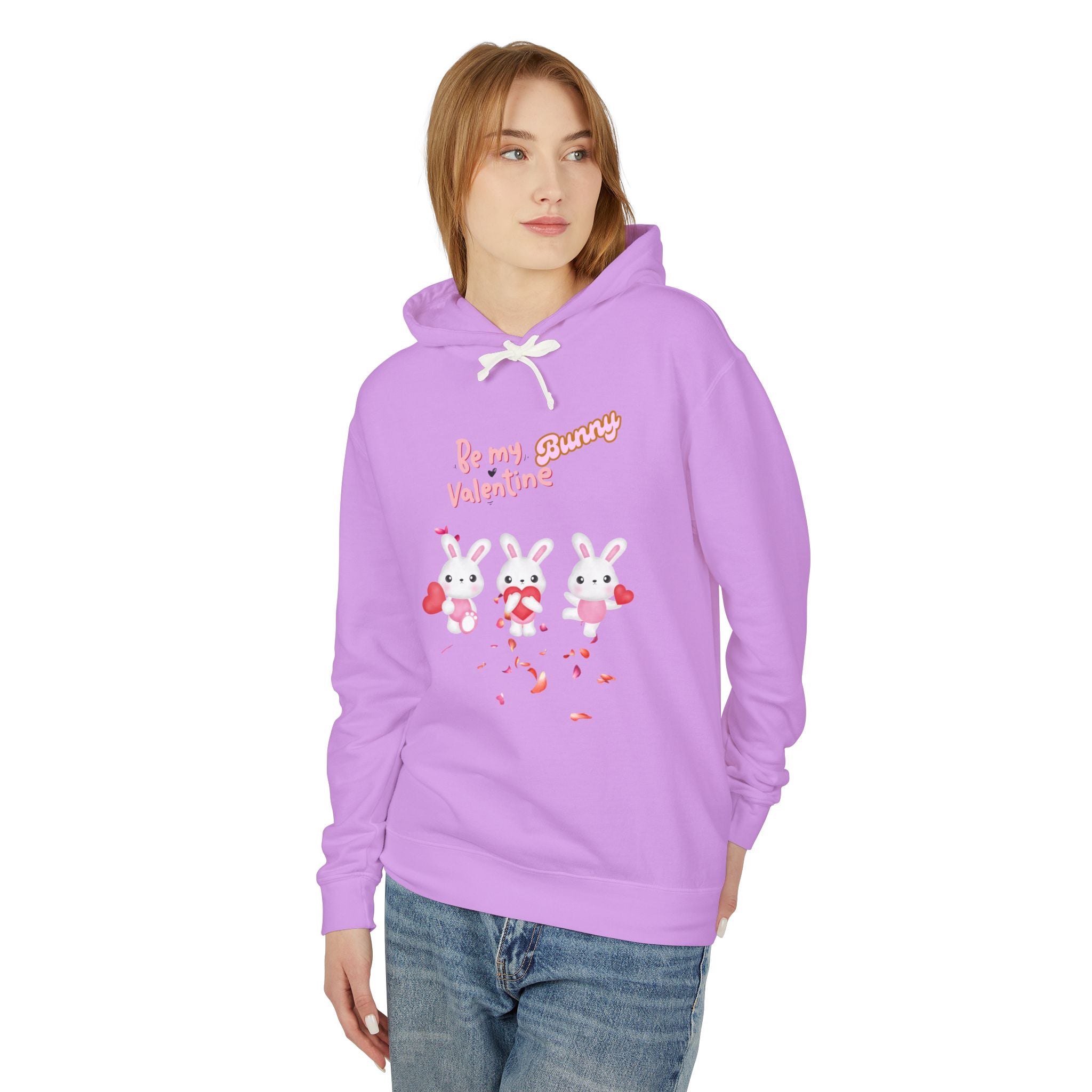 My Bunny Valentine Unisex Lightweight Hooded Sweatshirt