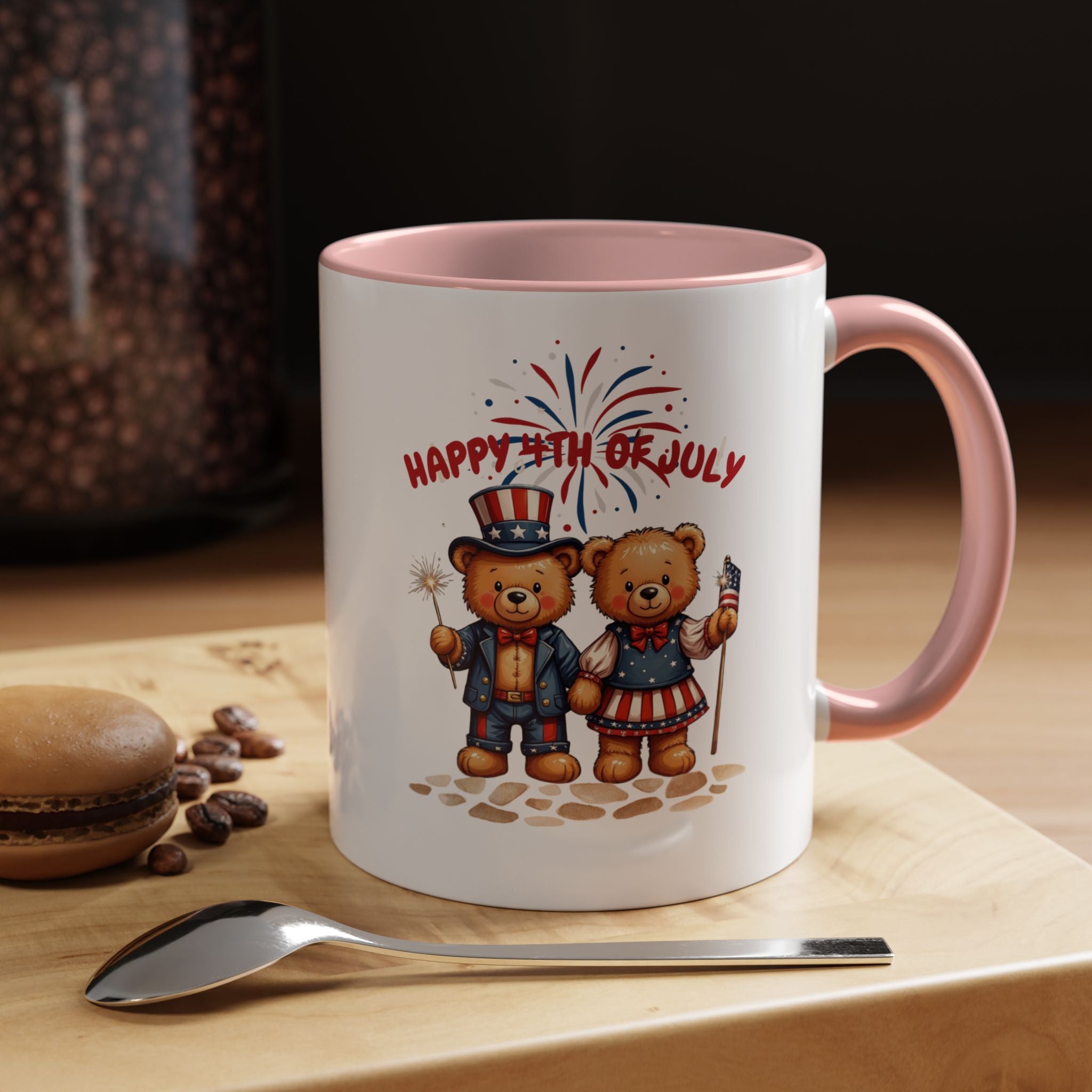 Happy 4th of July Teddy Bear Couple Coffee Mug