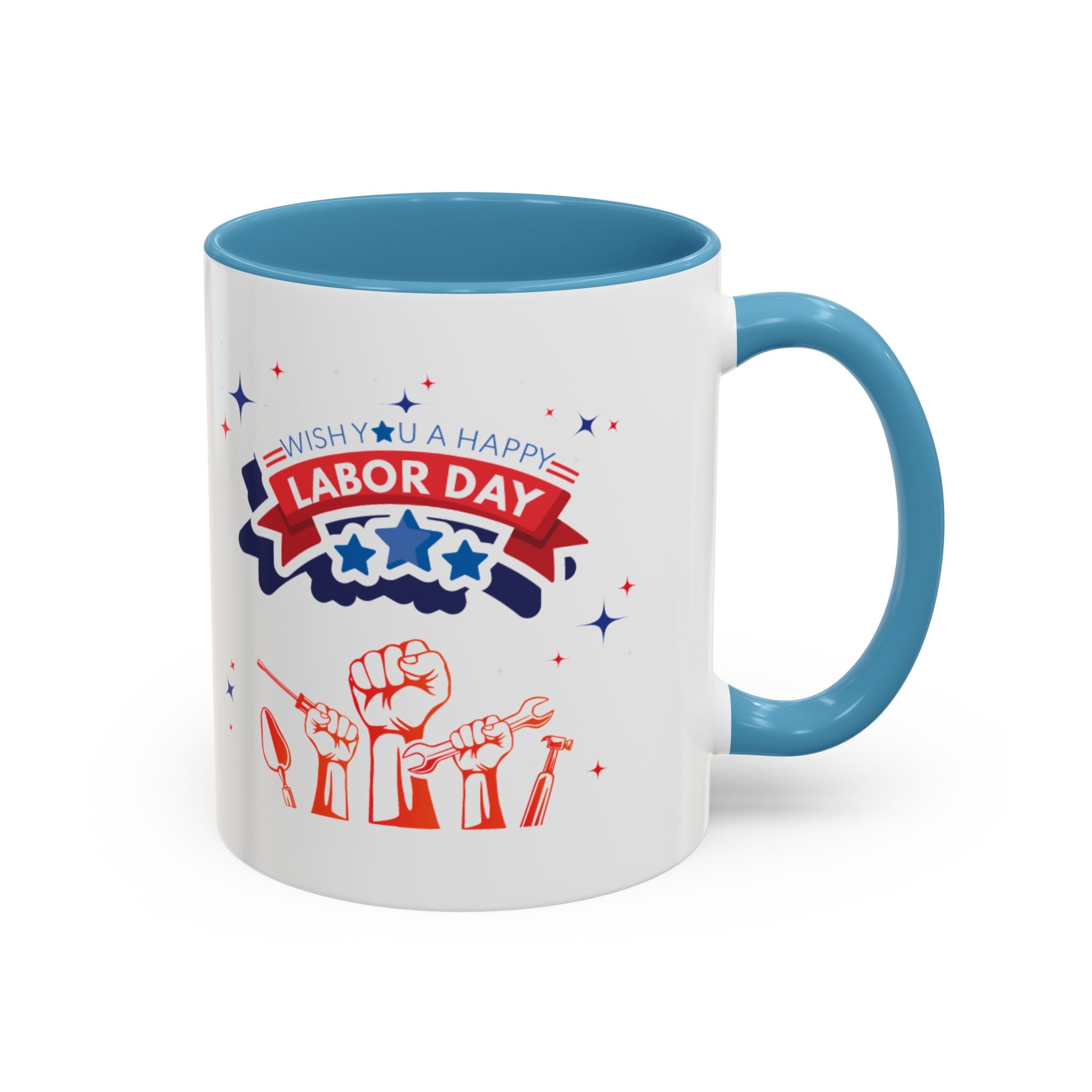 Wish U A Happy Labor Day Accent Coffee Mug (11, 15oz)