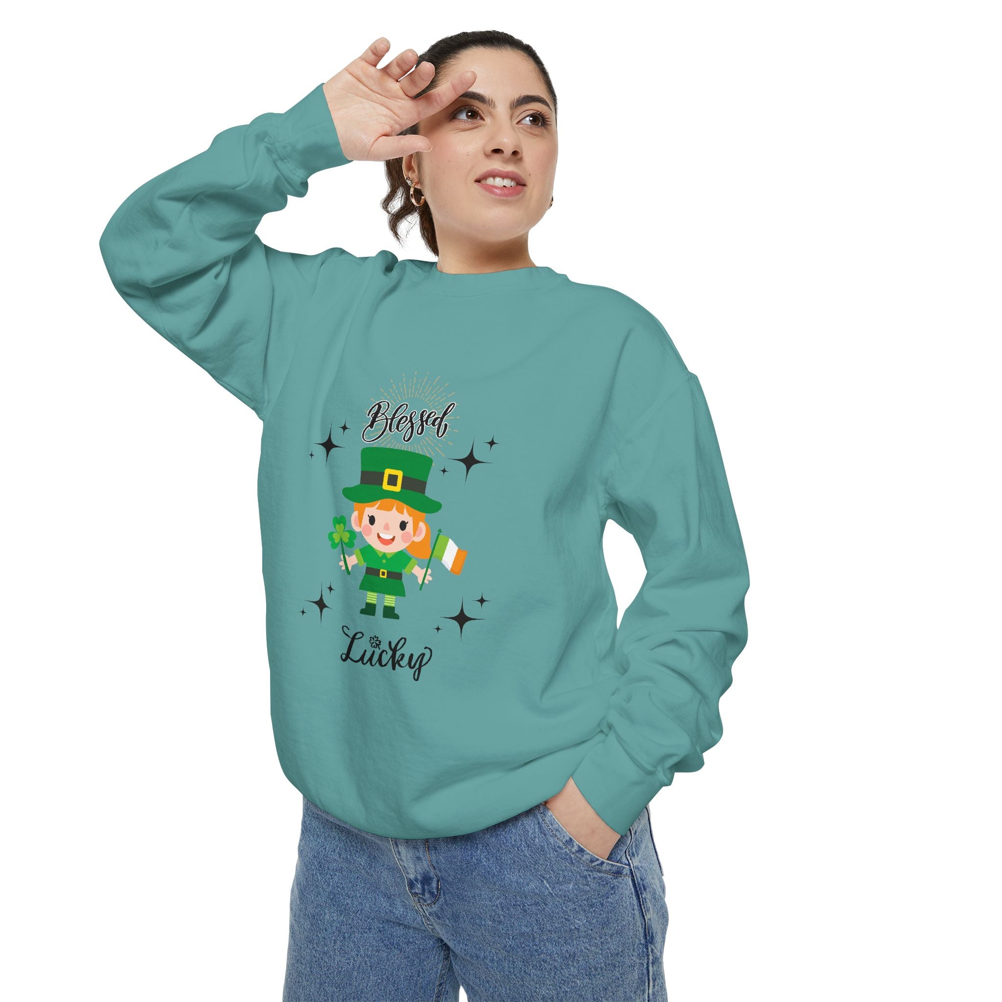 Blessed & Lucky Unisex Garment-Dyed Sweatshirt