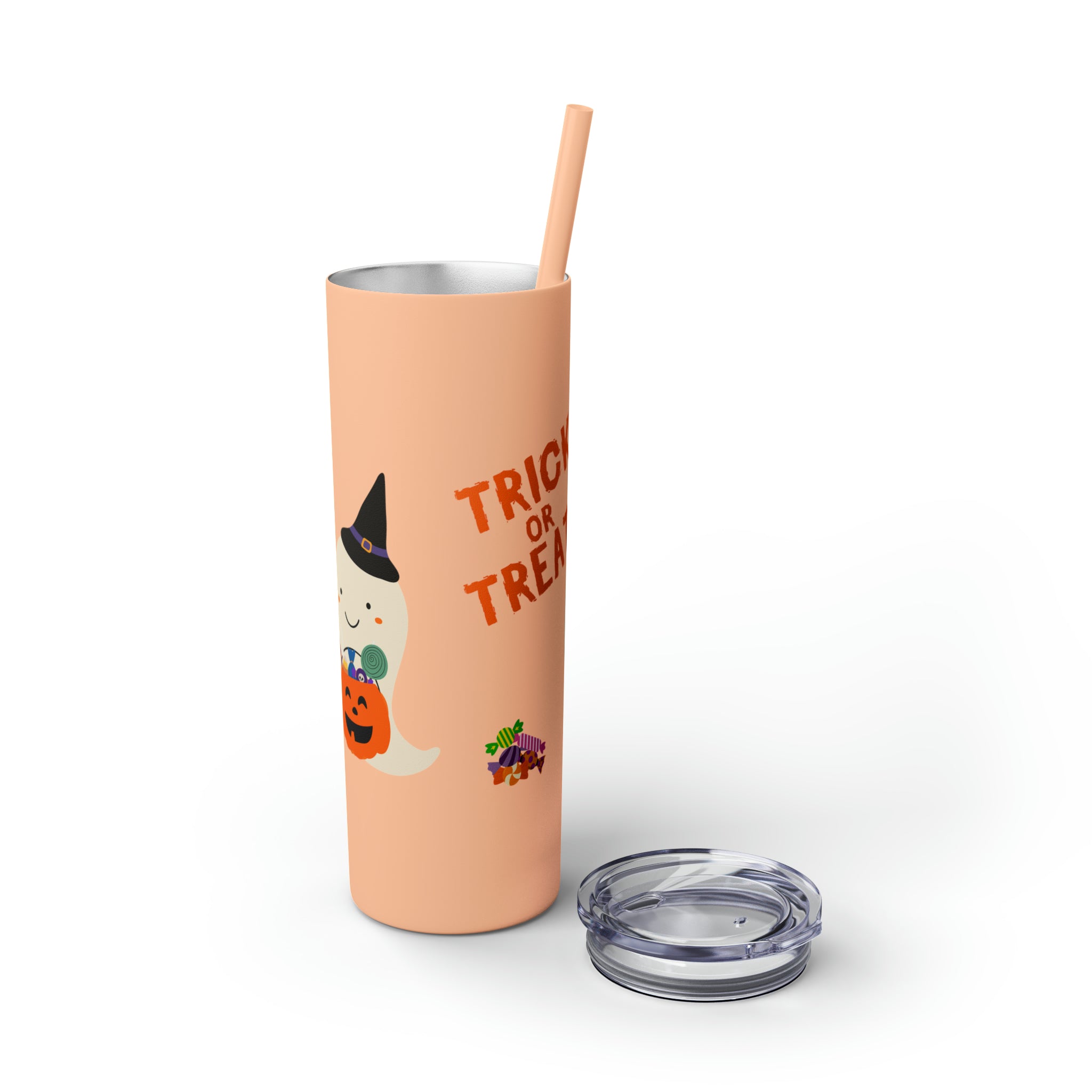 Trick or Treat Skinny Tumbler with Straw, 20oz