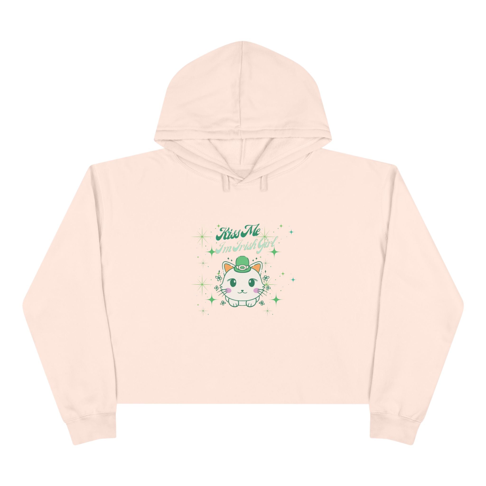 Kiss Me I'm Irish Cat Crop Hoodie