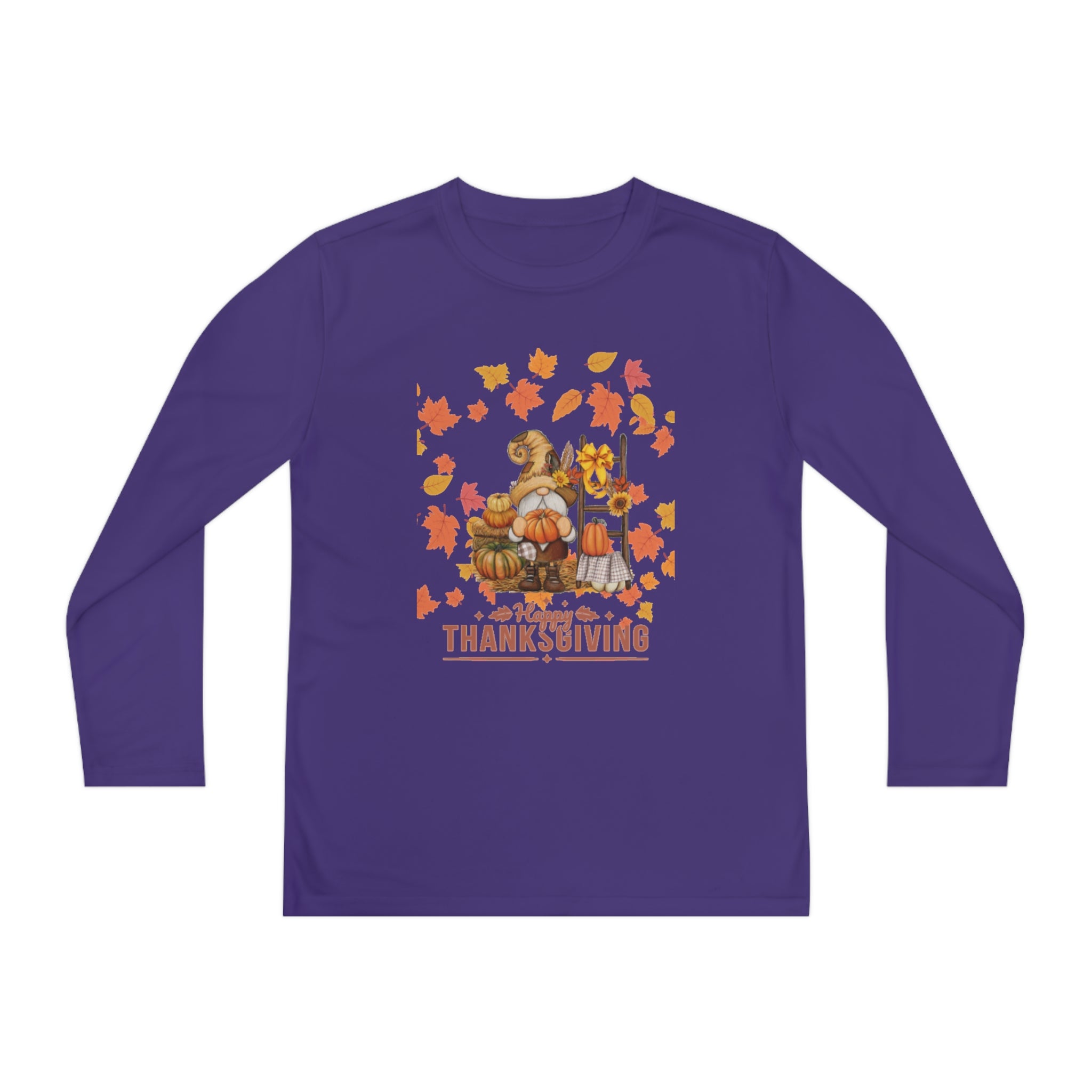 Gnome Happy Thanksgiving Youth Long Sleeve Competitor Tee