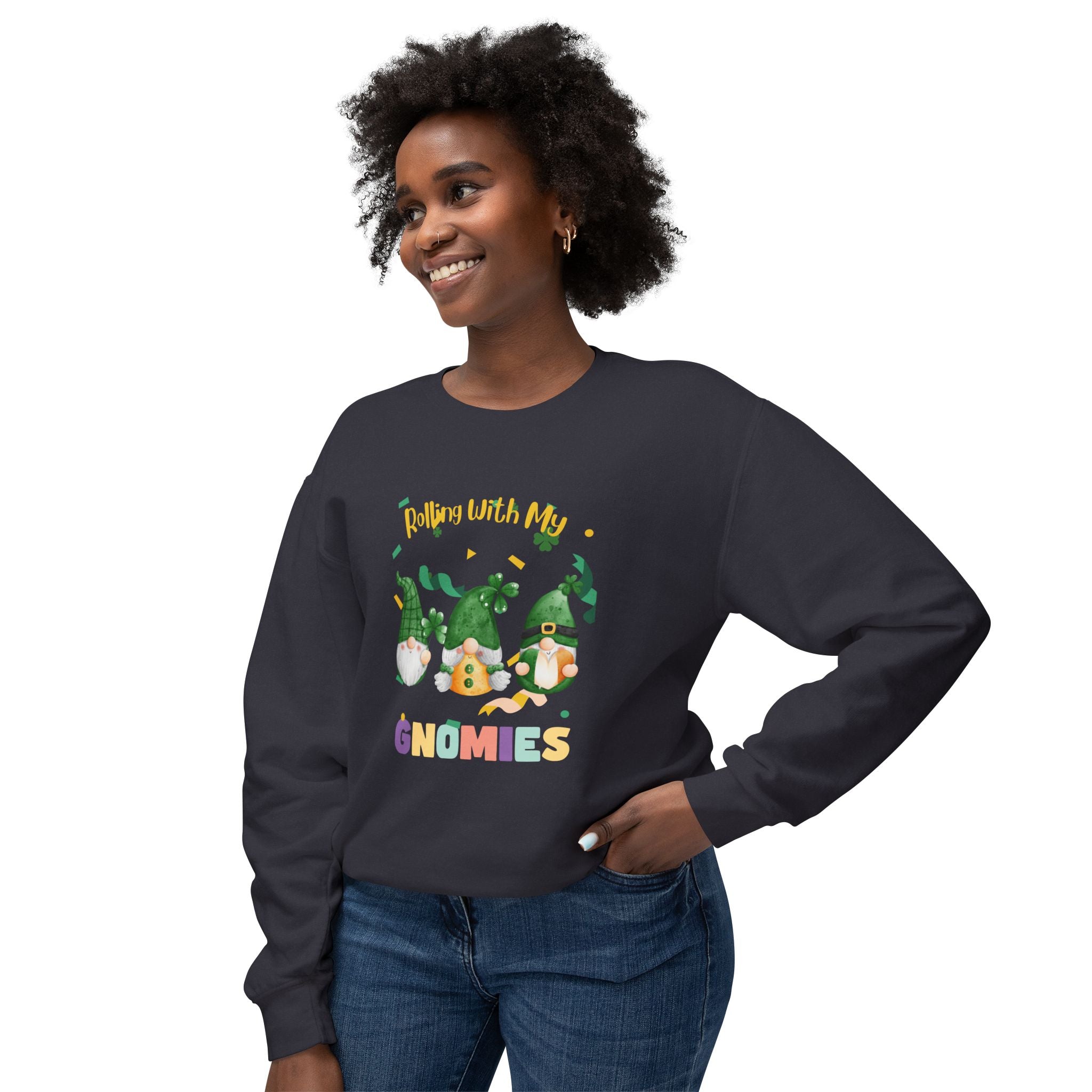 Rolling With My Gnomies Unisex Lightweight Crewneck Sweatshirt