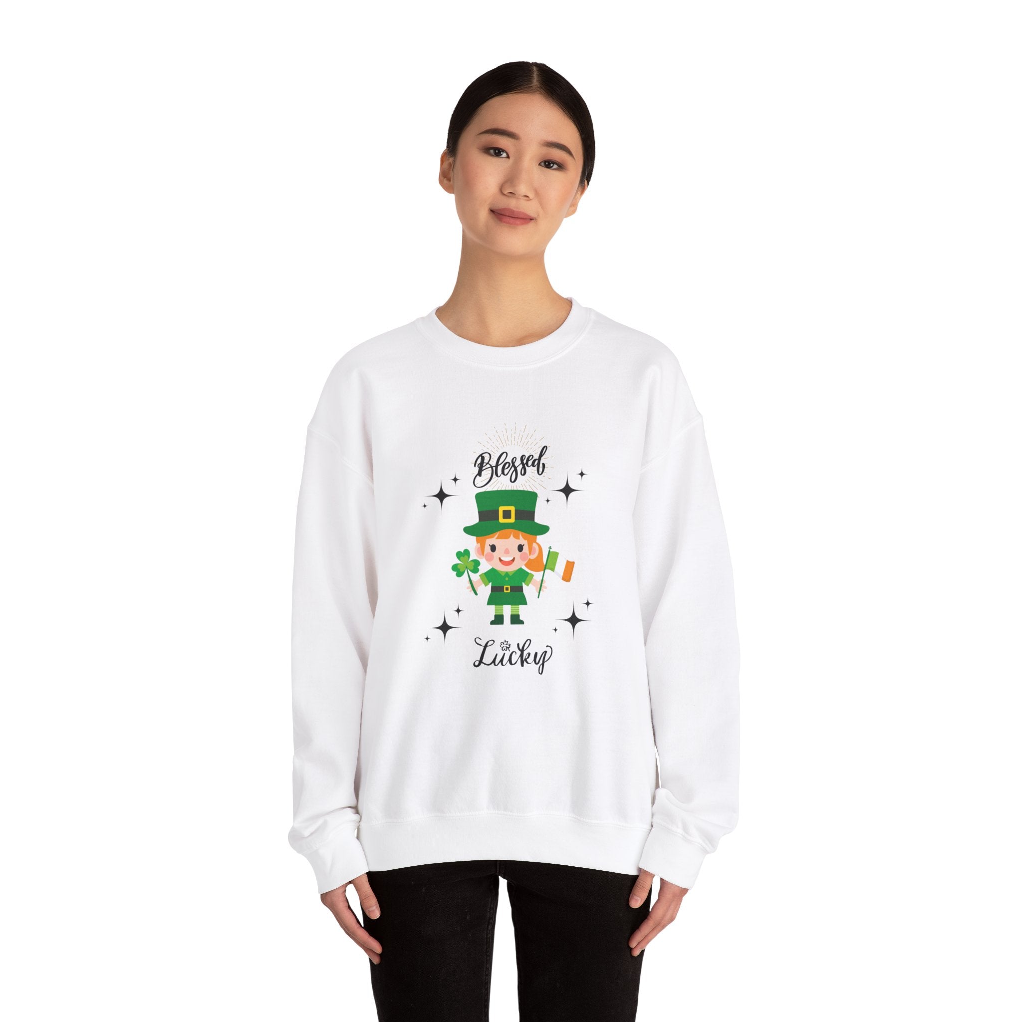 Blessed & Lucky Unisex Crewneck Sweatshirt for St. Patrick's Day