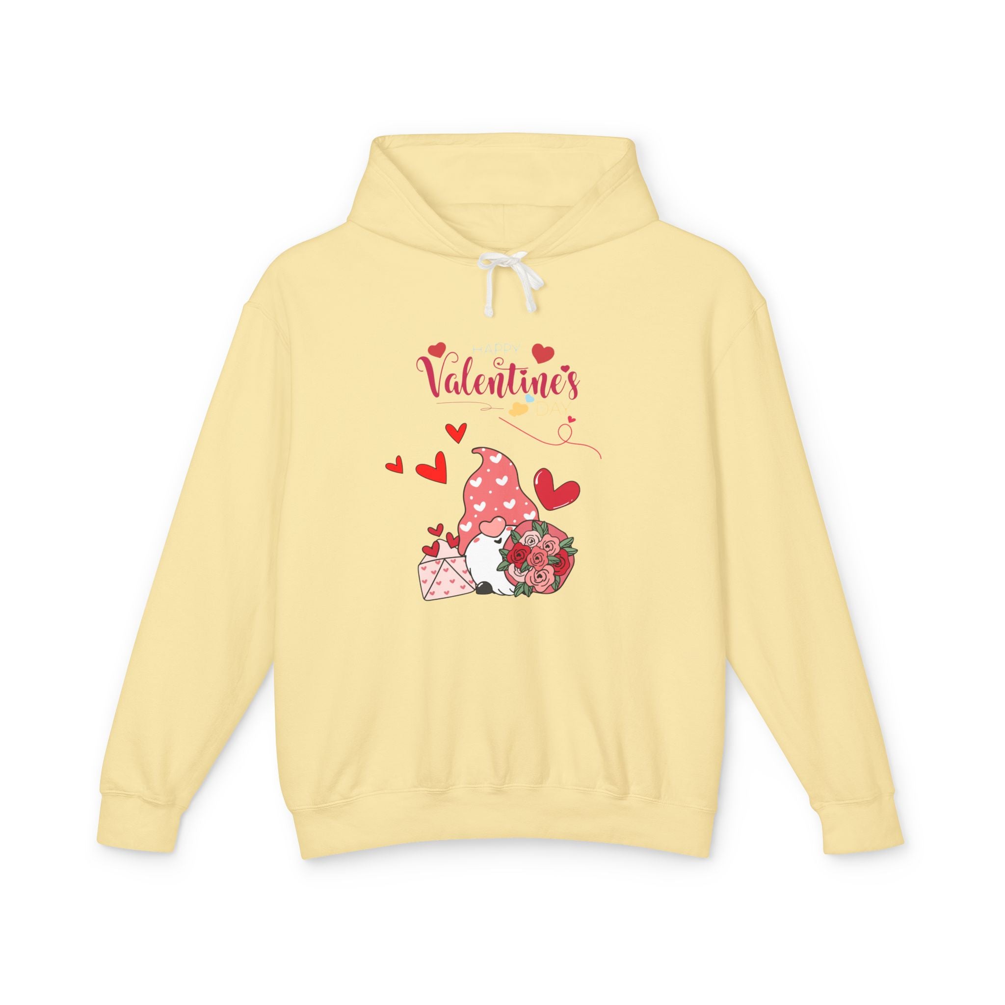 Gnome Valentine's Day Unisex Lightweight Hooded Sweatshirt