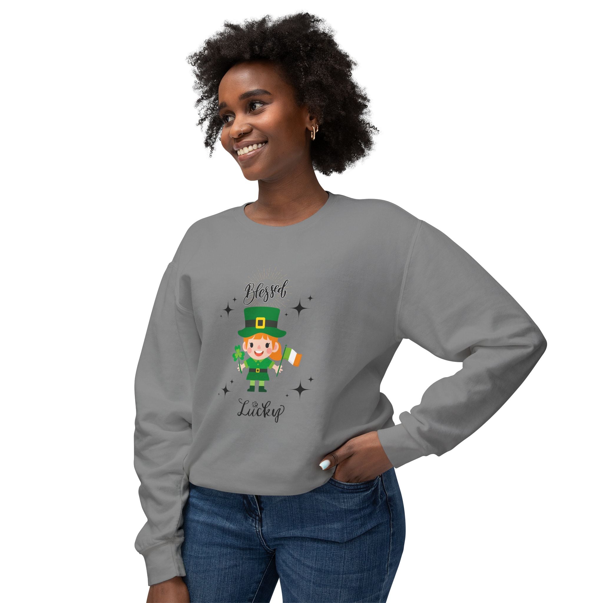 Blessed & Lucky Unisex Lightweight Crewneck Sweatshirt