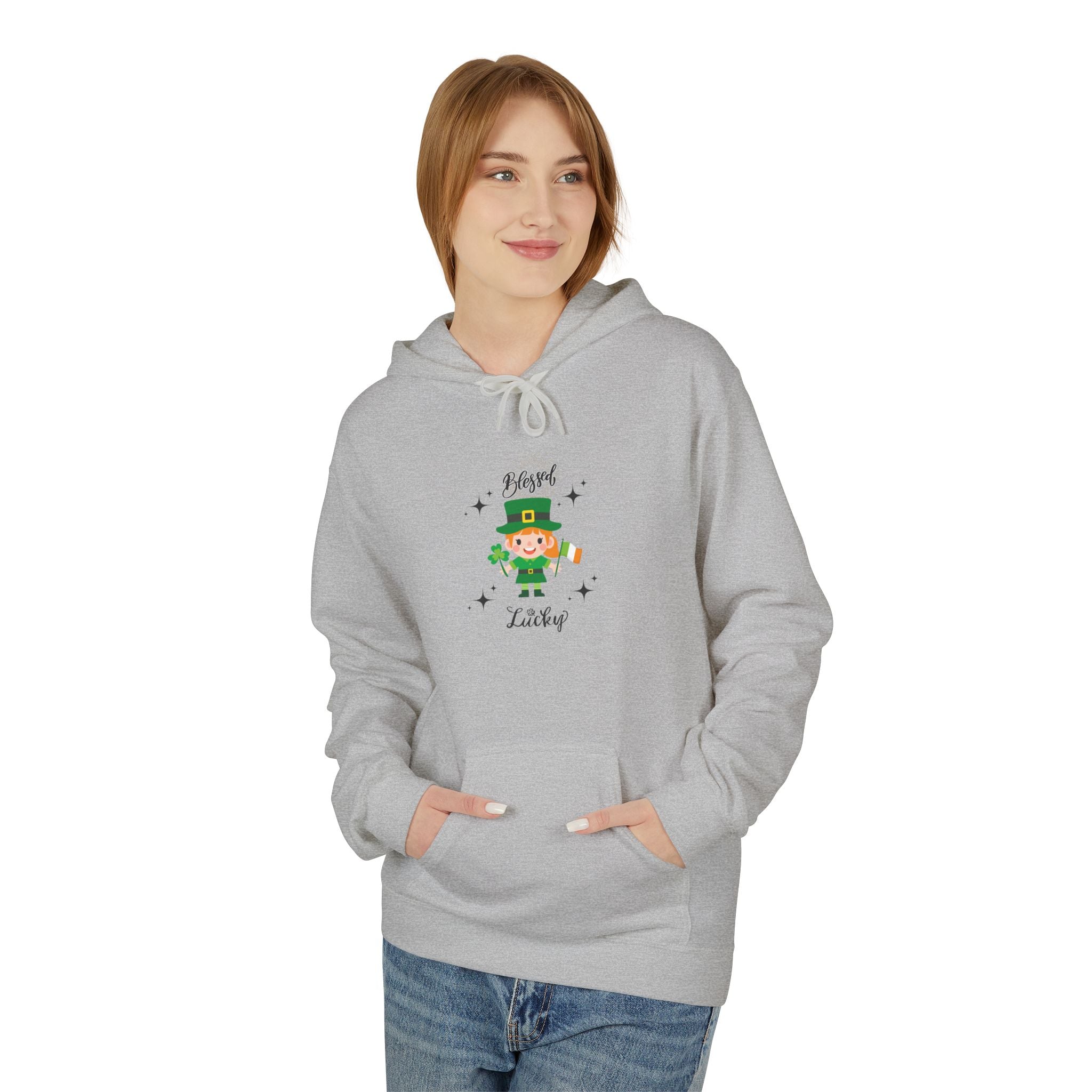 Blessed & Lucky Unisex Fleece Hoodie - Perfect for St. Patrick's Day & Year-Round Comfort