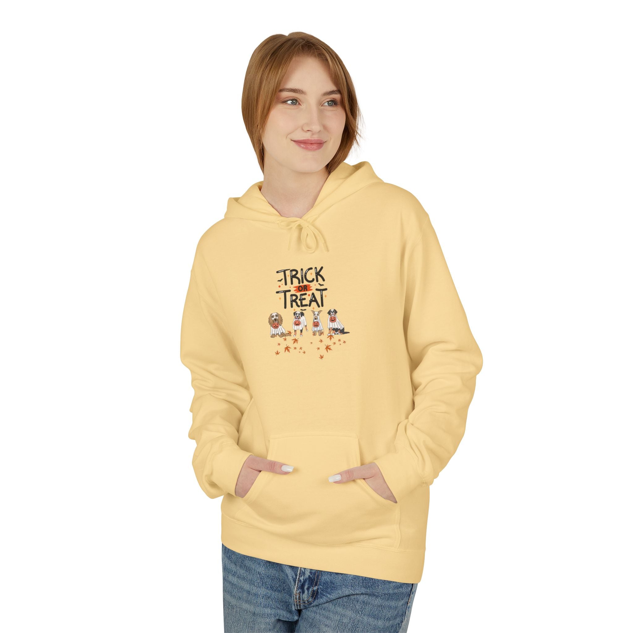 Pooch Trick or Treat Unisex Midweight Softstyle Fleece Hoodie