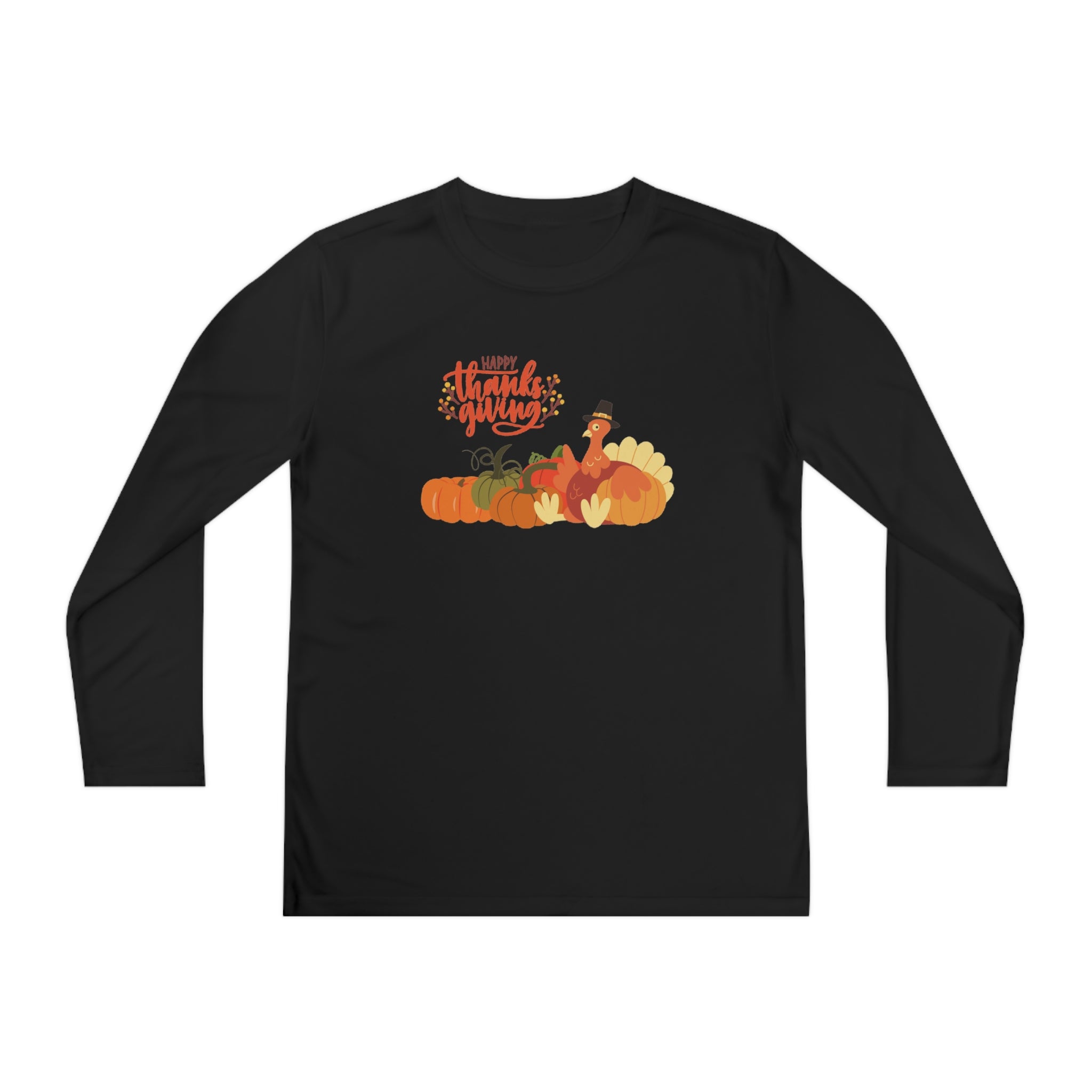 Happy Thanksgiving Turkey Youth Long Sleeve Competitor Tee