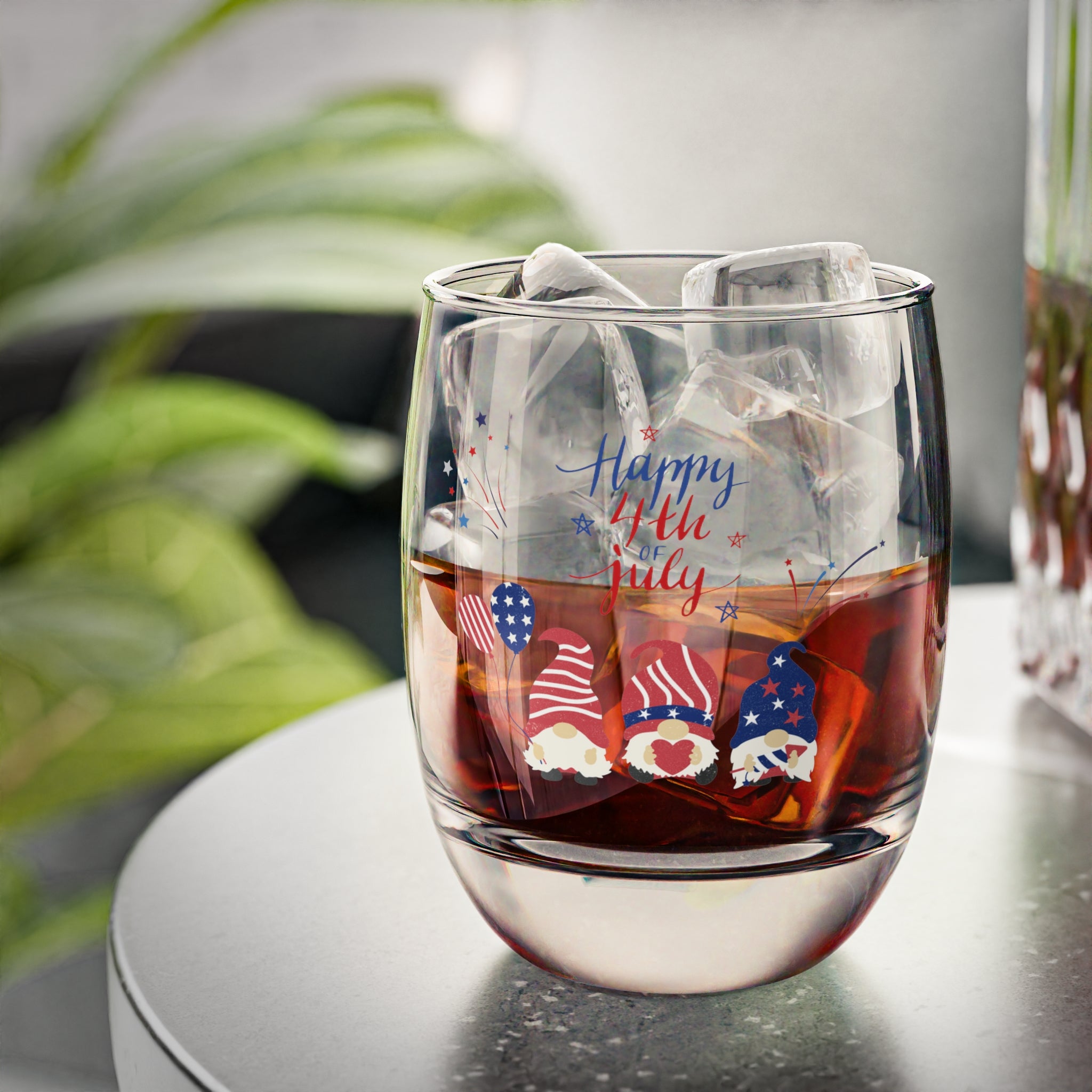 Happy 4th Of July Gnome Whiskey Glass