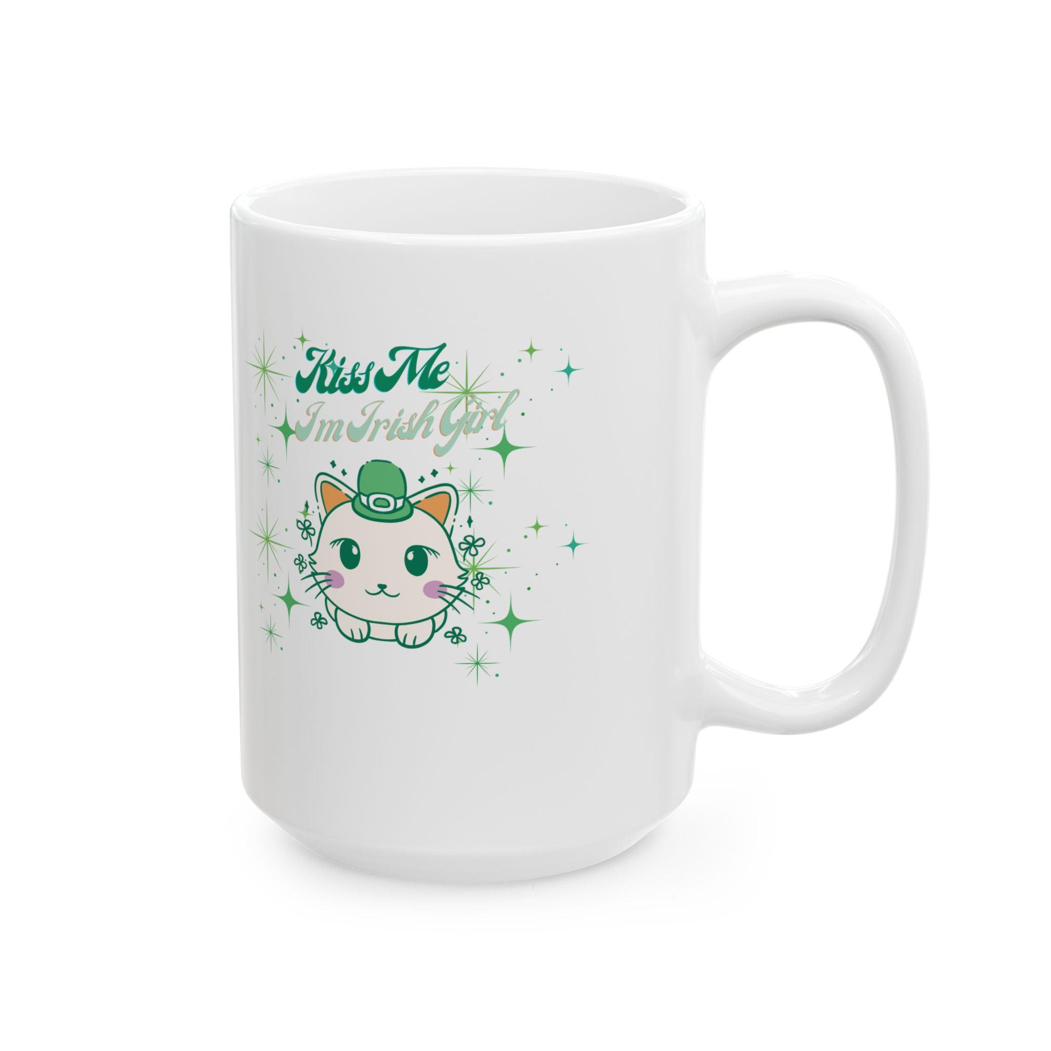 Kiss Me I'm Irish Cat Ceramic Mug