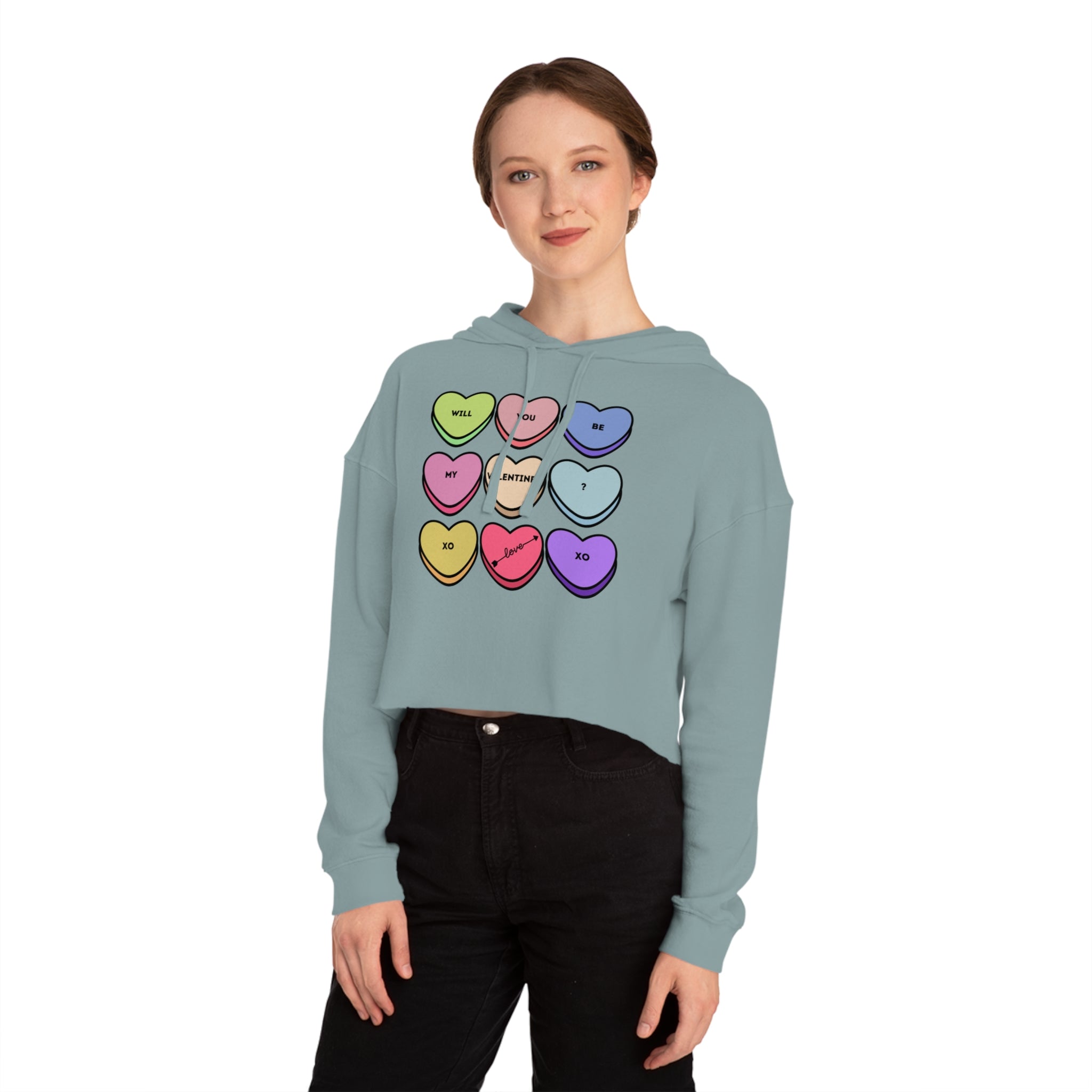 Will You Be My Valentine? Women’s Cropped Hooded Sweatshirt