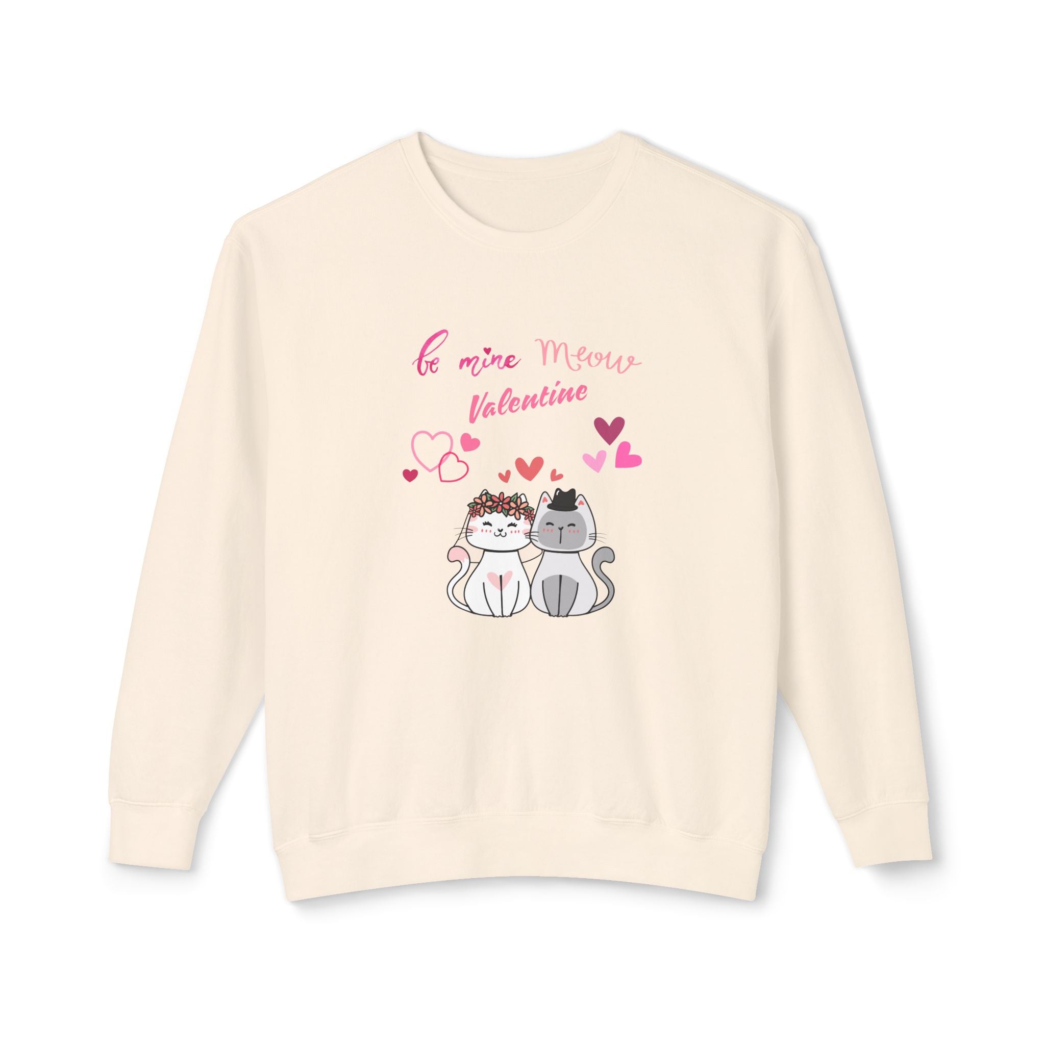 Meow Valentine's Day Unisex Lightweight Crewneck Sweatshirt