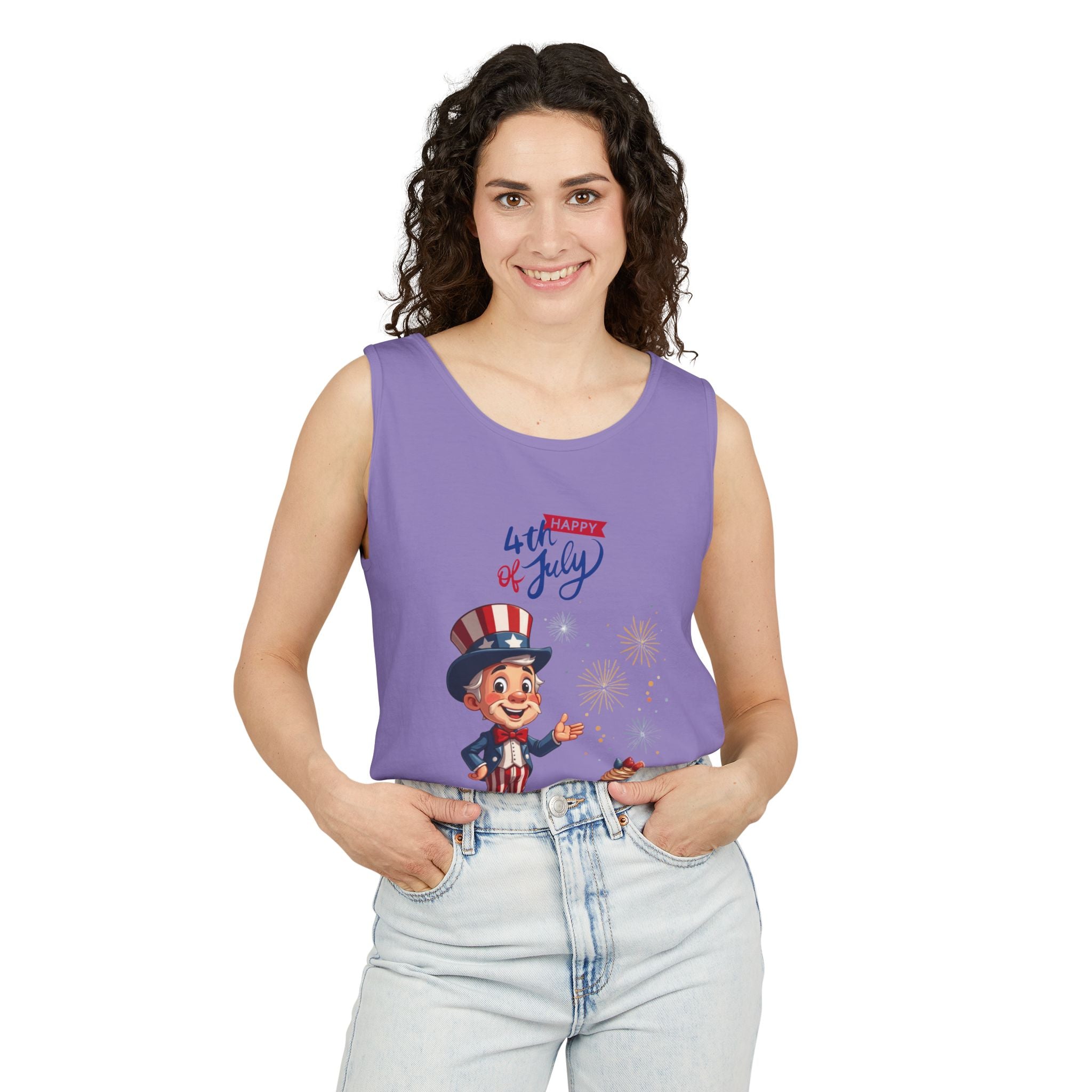 Uncle Sam Happy 4th of July Tank Top Unisex Sleeveless Shirt