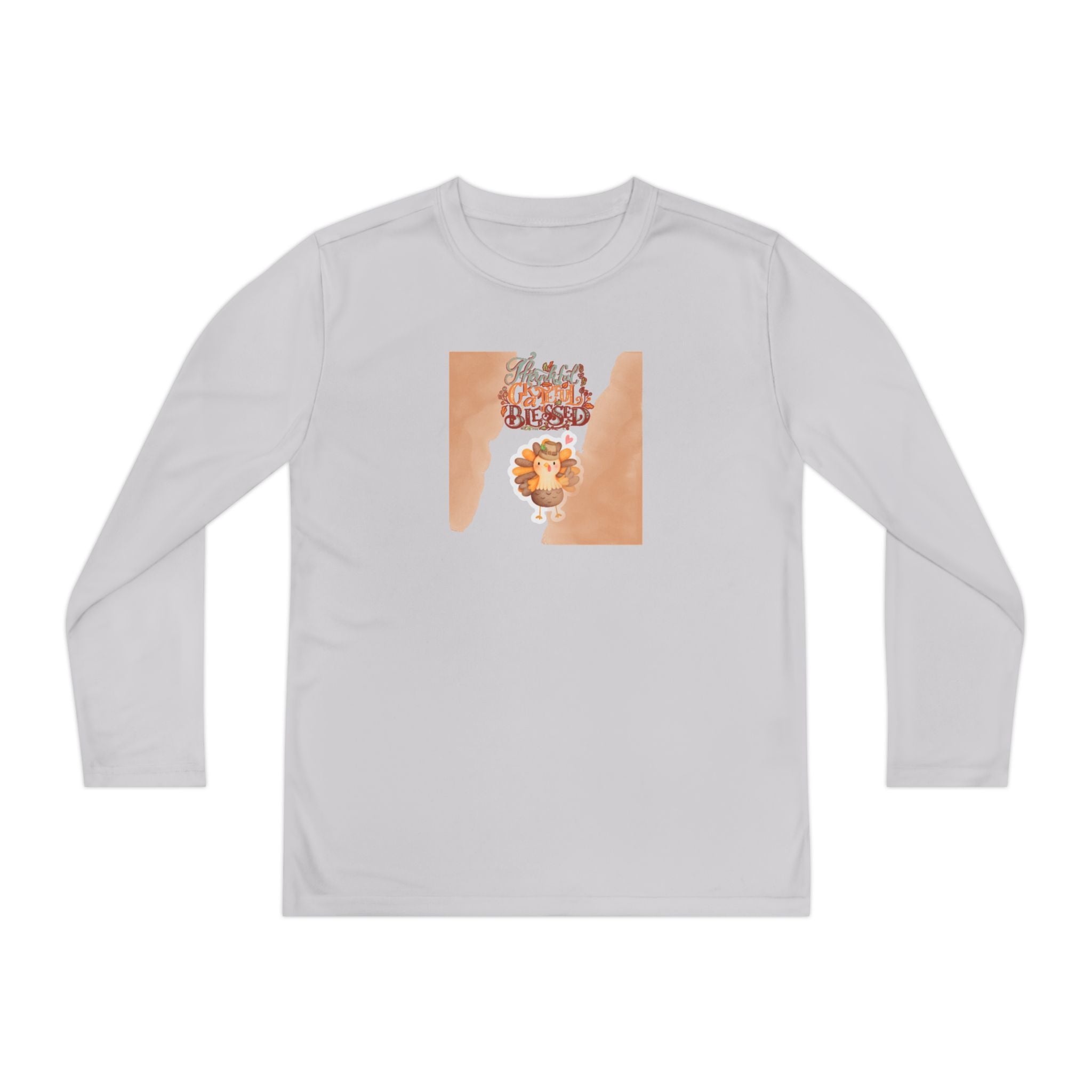 Thankful Grateful Blessed Youth Long Sleeve Competitor Tee