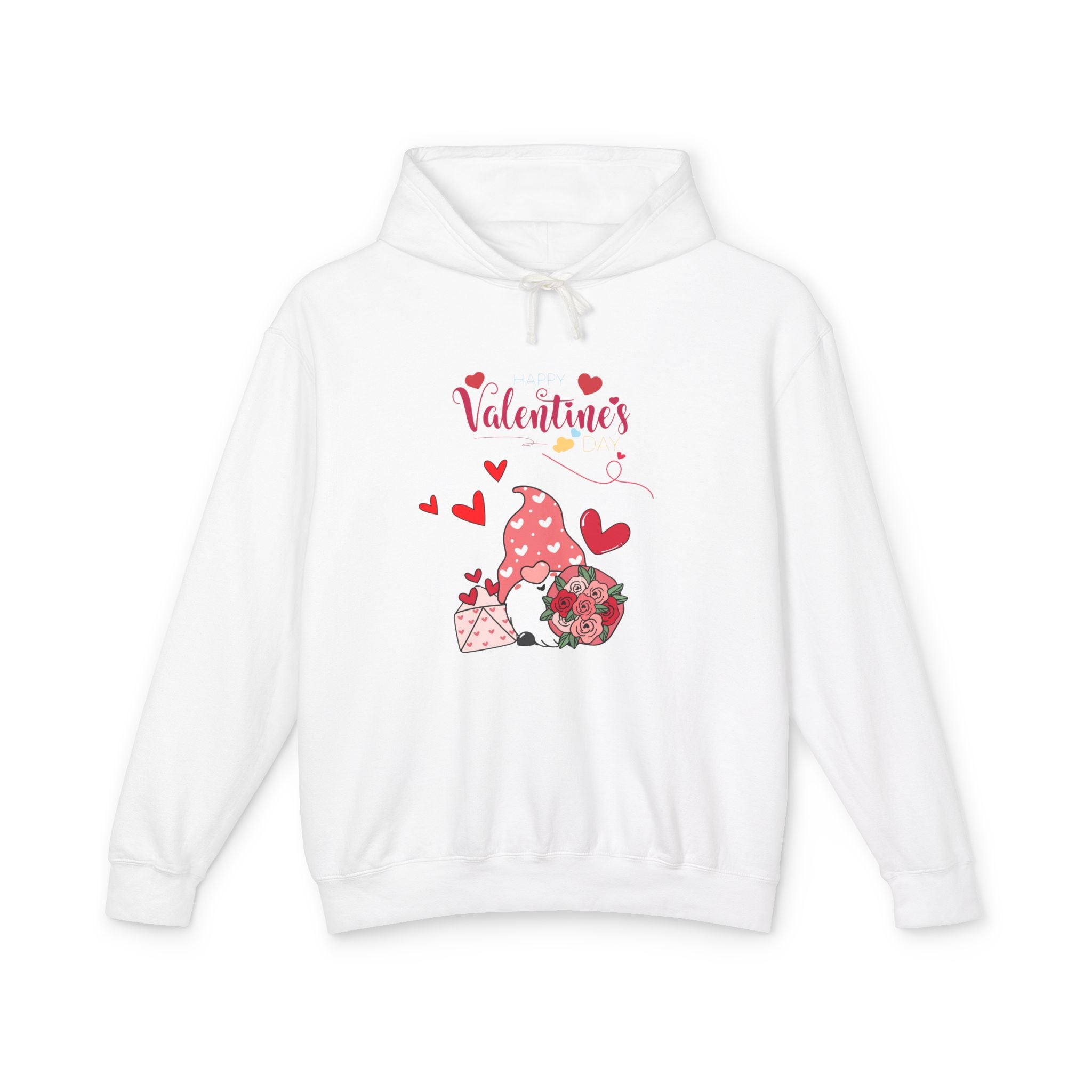 Gnome Valentine's Day Unisex Lightweight Hooded Sweatshirt