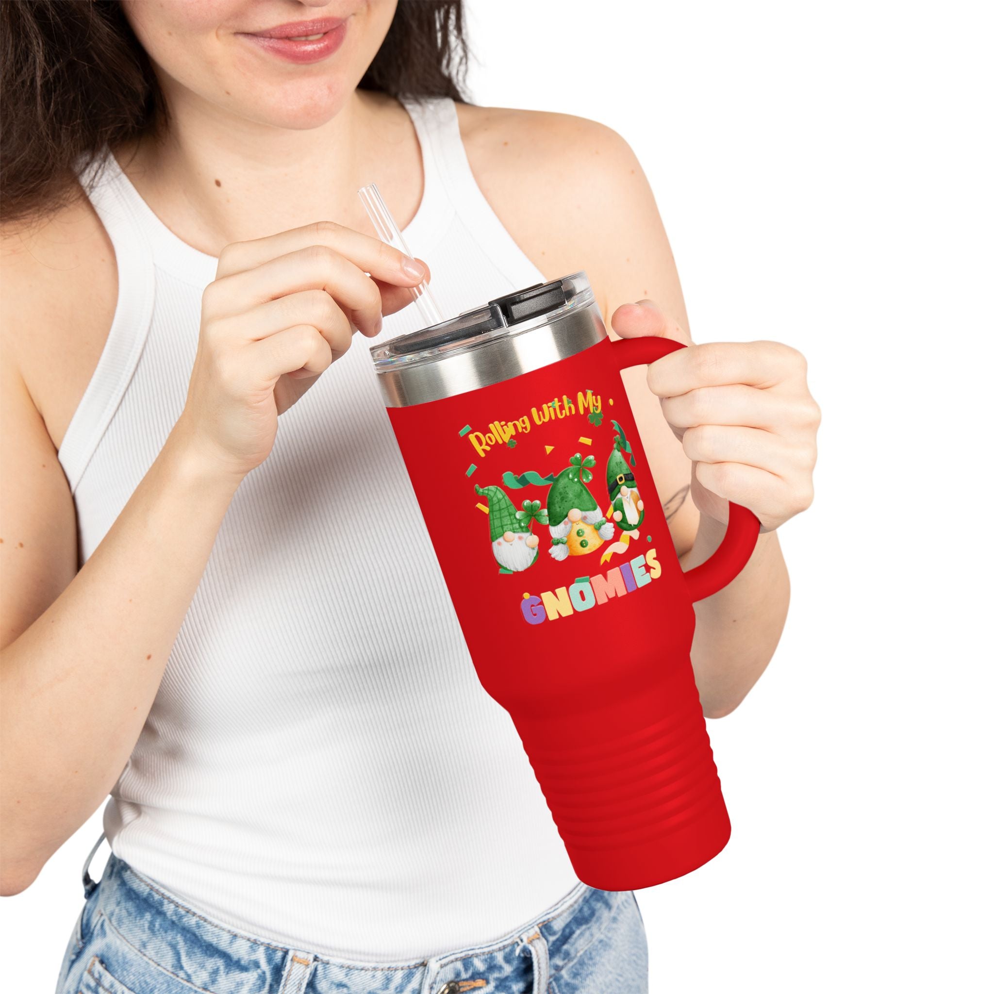Rolling With My Gnomies Insulated Travel Mug - 40oz with Straw