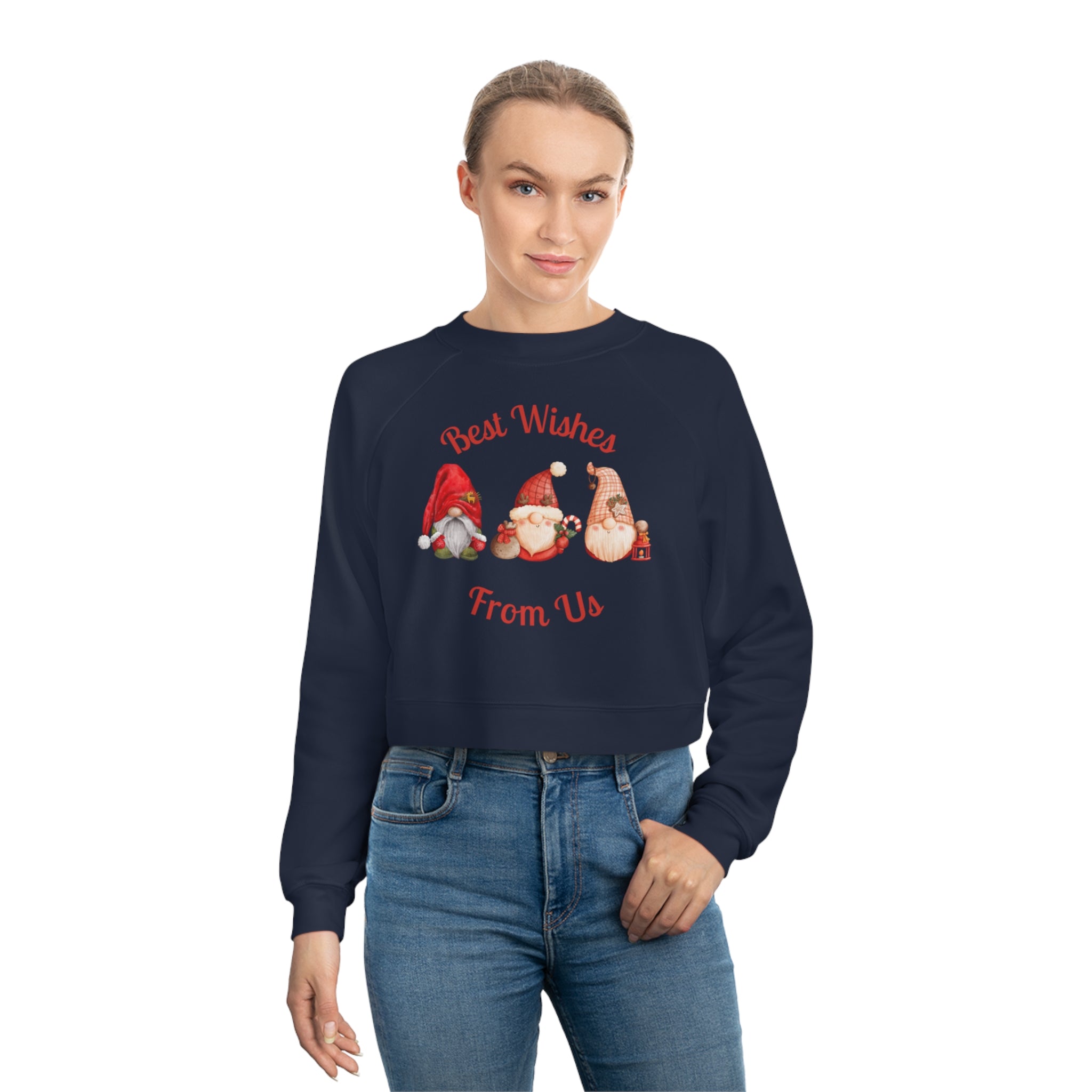 Gnome Best Wishes Women's Cropped Fleece Pullover