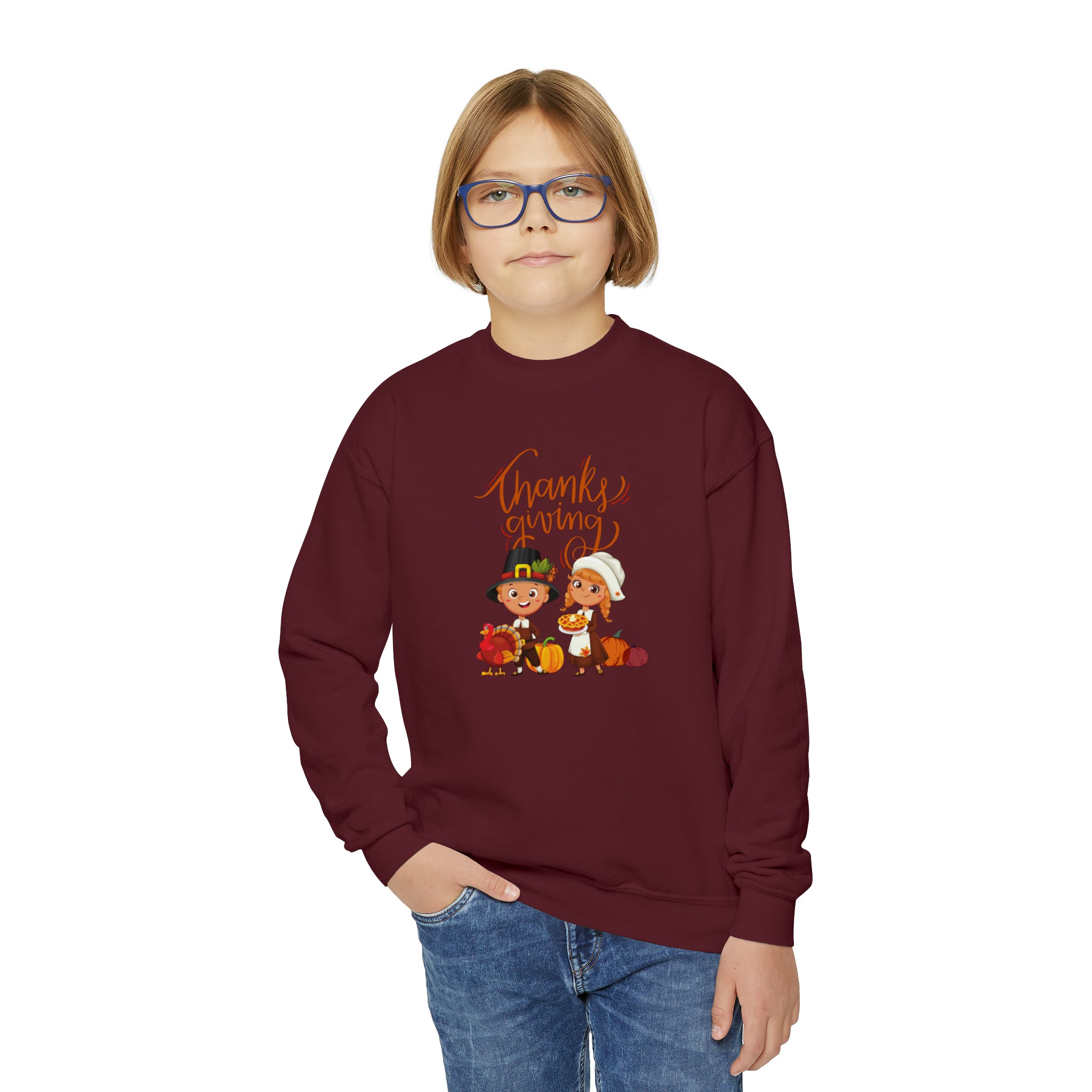 Happy Thanksgiving Youth Crewneck Sweatshirt