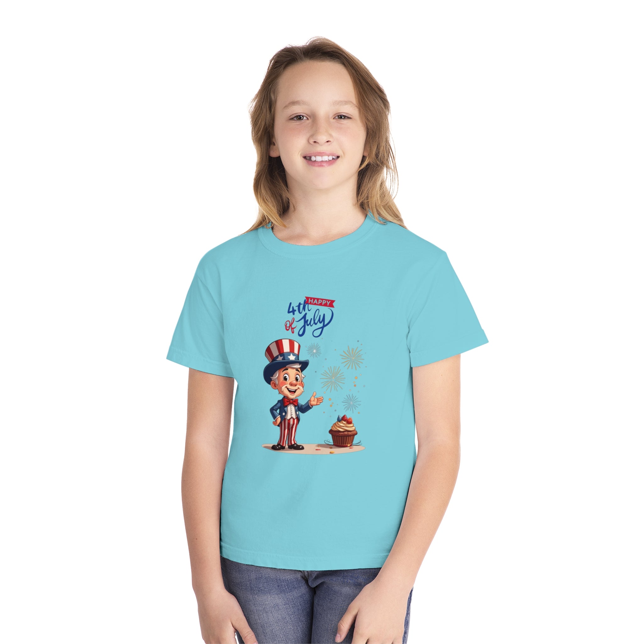 Uncle Sam Happy 4th of July Youth Midweight Tee