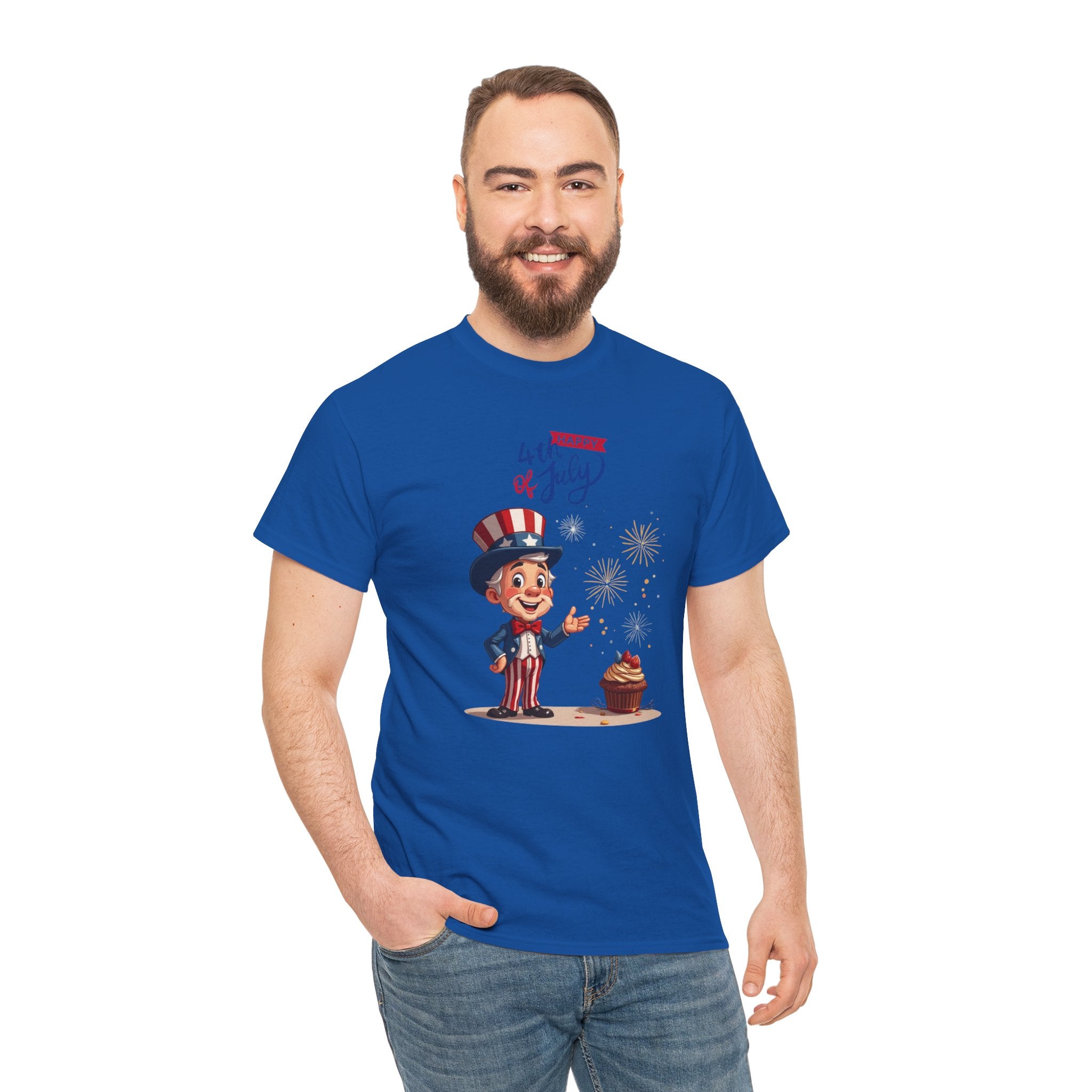 Uncle Sam Tee Happy of July, Unisex Heavy Cotton Shirt