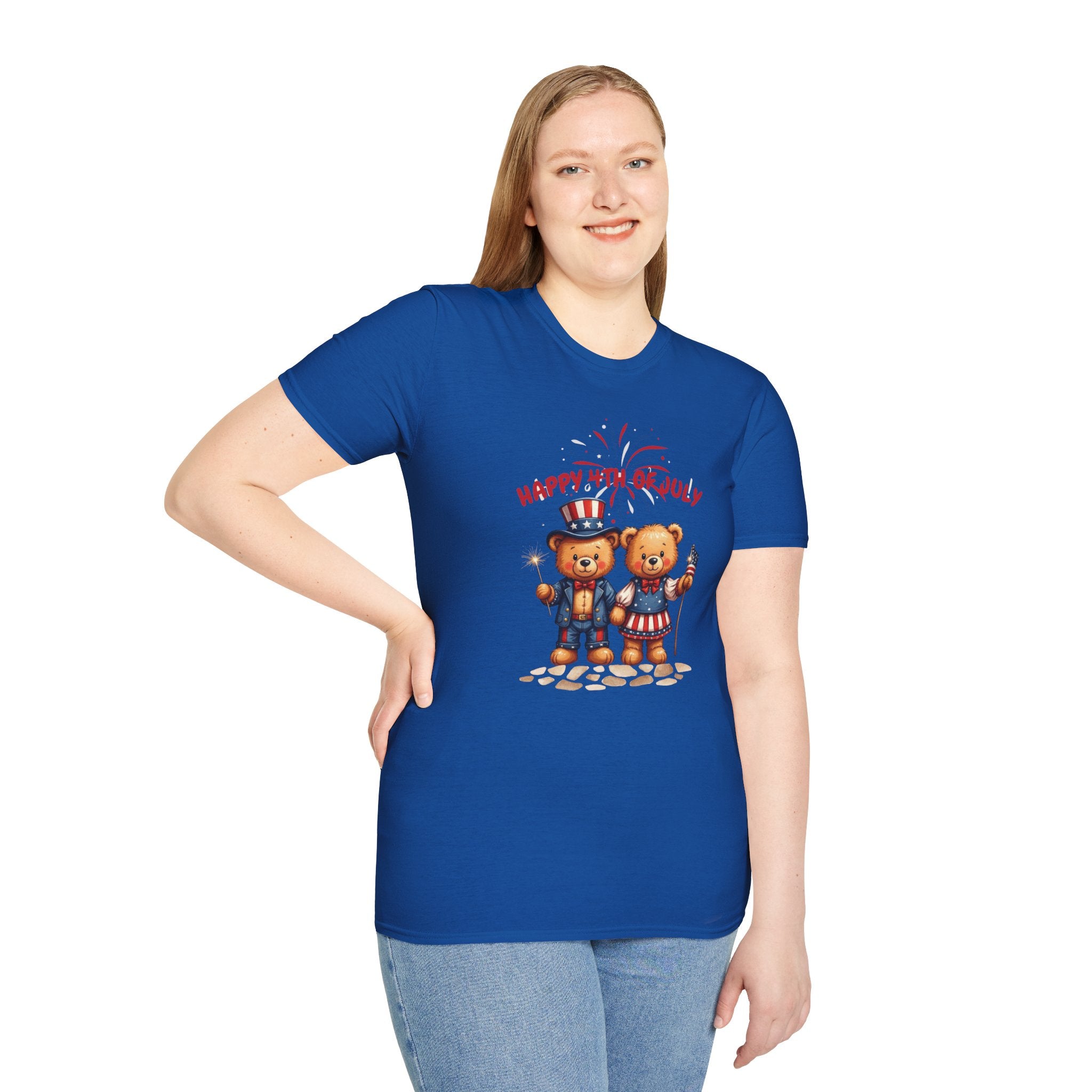 Happy 4th of July Teddy Bear Couple Unisex T-Shirt