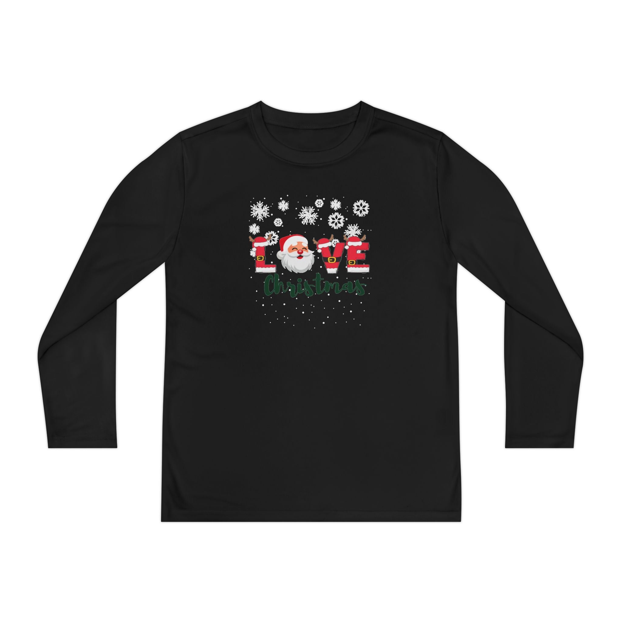 Santa Claus Loves Christmas Youth Long Sleeve Competitor Tee