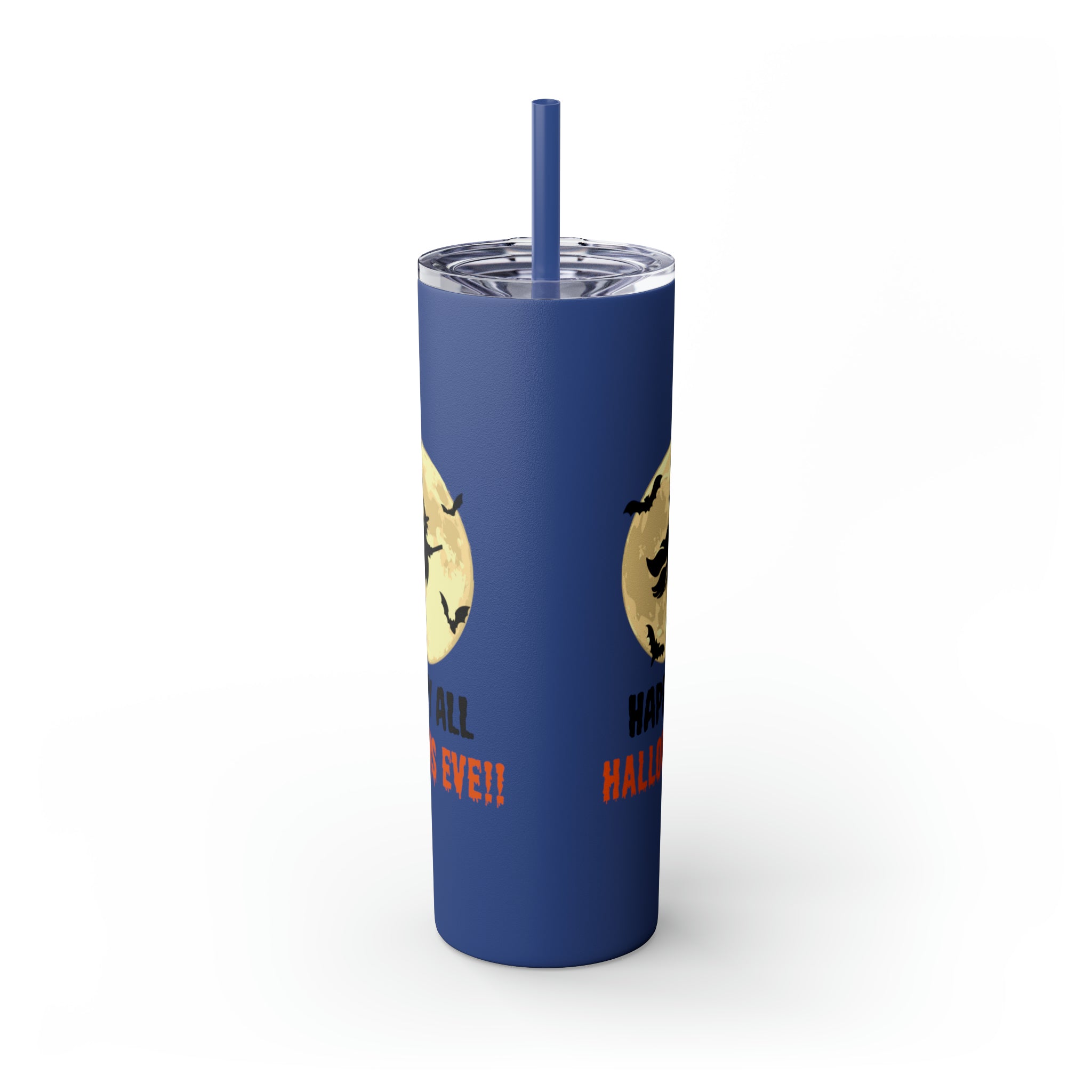 Happy All Hallows Eve Skinny Tumbler with Straw, 20oz