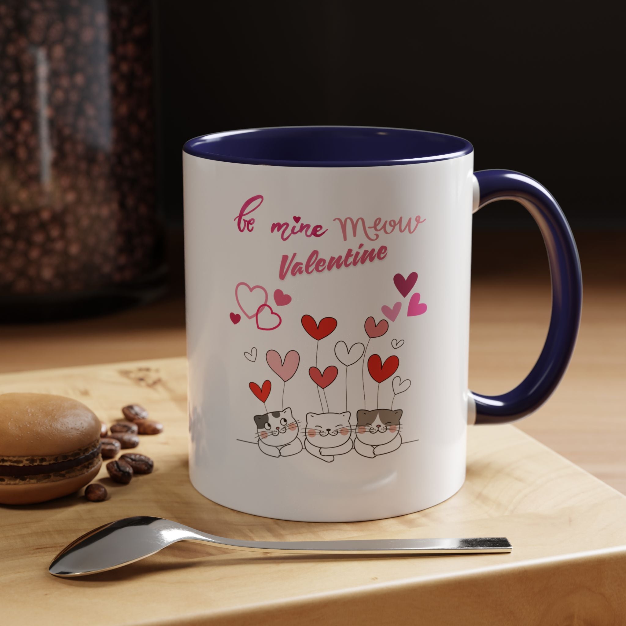 Meow Valentine's Day Accent Coffee Mug (11, 15oz)